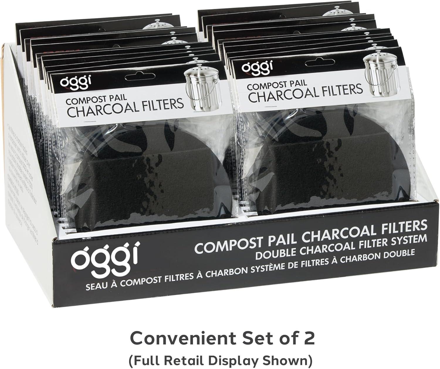 imageOGGI Set of 2 Charcoal Filters Replacement Charcoal Filter for Countertop Compost Bin with Lid Eco Friendly Products