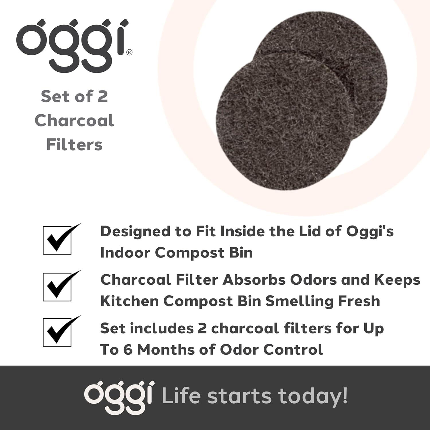 imageOGGI Set of 2 Charcoal Filters Replacement Charcoal Filter for Countertop Compost Bin with Lid Eco Friendly Products