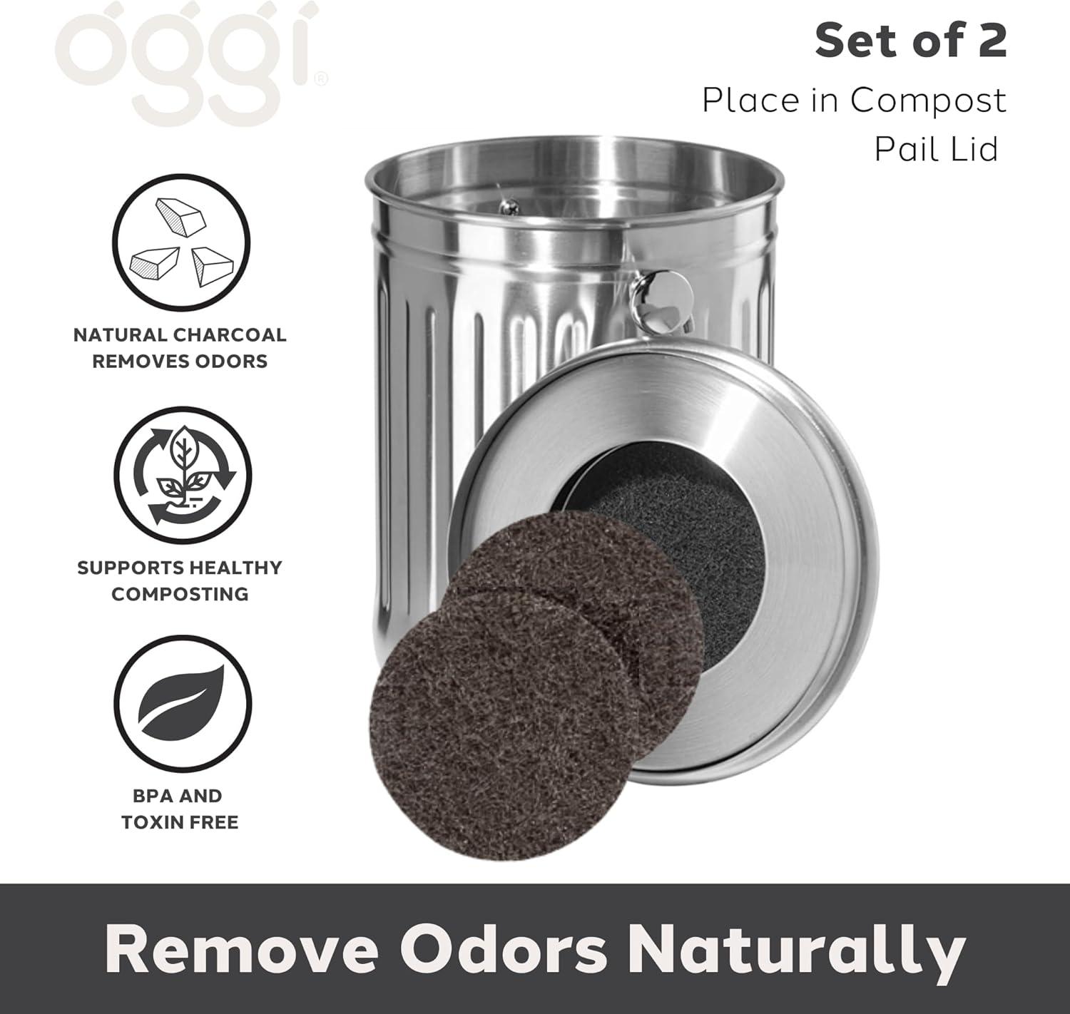 imageOGGI Set of 2 Charcoal Filters Replacement Charcoal Filter for Countertop Compost Bin with Lid Eco Friendly Products