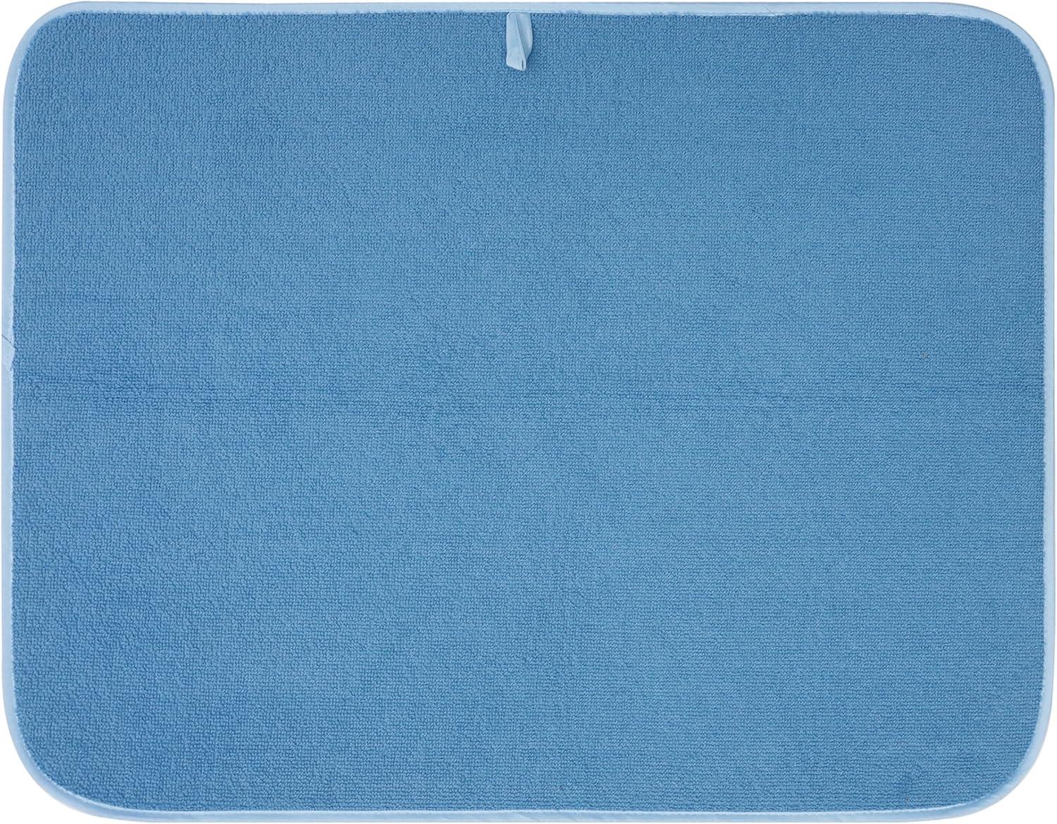 imageOGGI Absorbent Reversible Microfiber Dish Drying Mat for Kitchen Dish Drying Pad 18 Inch x 24 Inch Extra Large BlueBlue