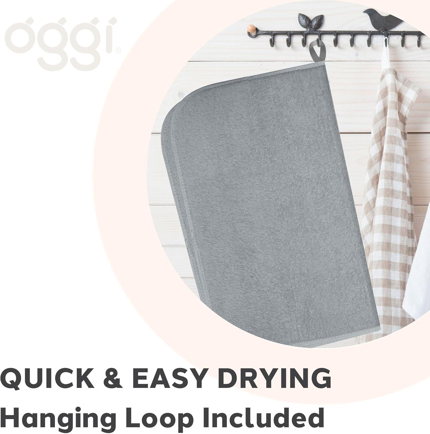 imageOGGI Absorbent Reversible Microfiber Dish Drying Mat for Kitchen Dish Drying Pad 18 Inch x 24 Inch Extra Large BlueGray