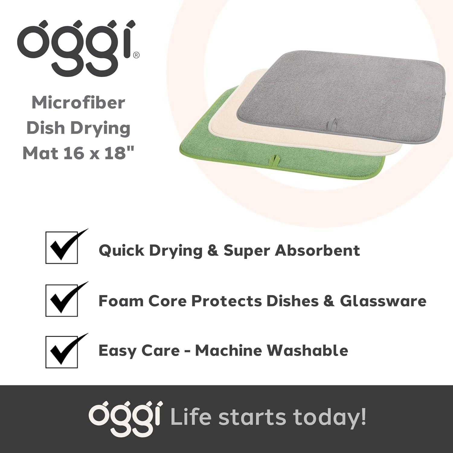 imageOGGI Absorbent Reversible Microfiber Dish Drying Mat for Kitchen Dish Drying Pad 18 Inch x 24 Inch Extra Large BlueGray