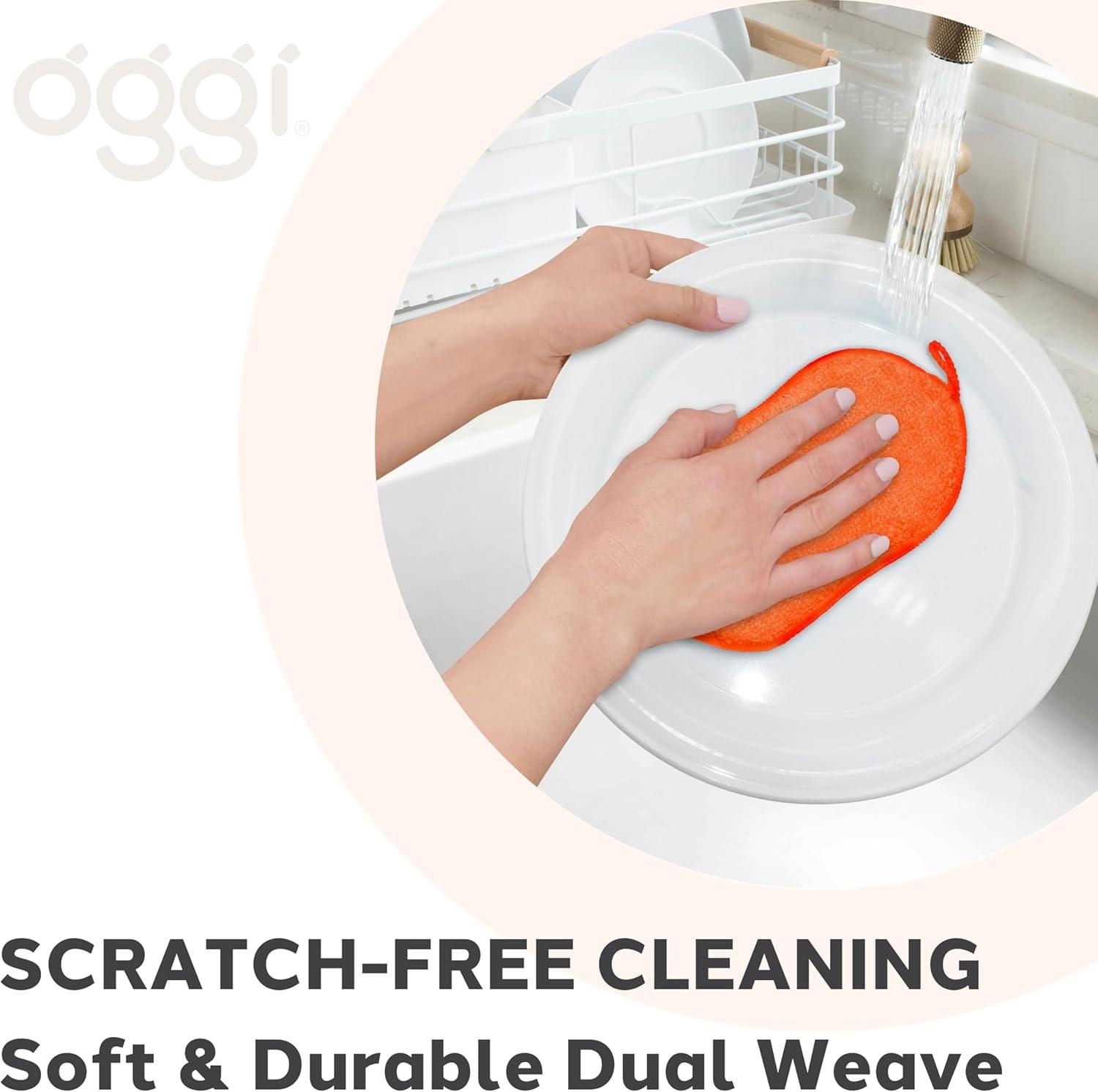 imageOGGI Bambou OdorFree Kitchen Sponges  Natural Kitchen Sponges for Dishes 91 BambooDerived Rayon Cellulose Fiber Reusable Absorbent Hygienic Durable NonScratch Washable  3 pcs 7x4Orange