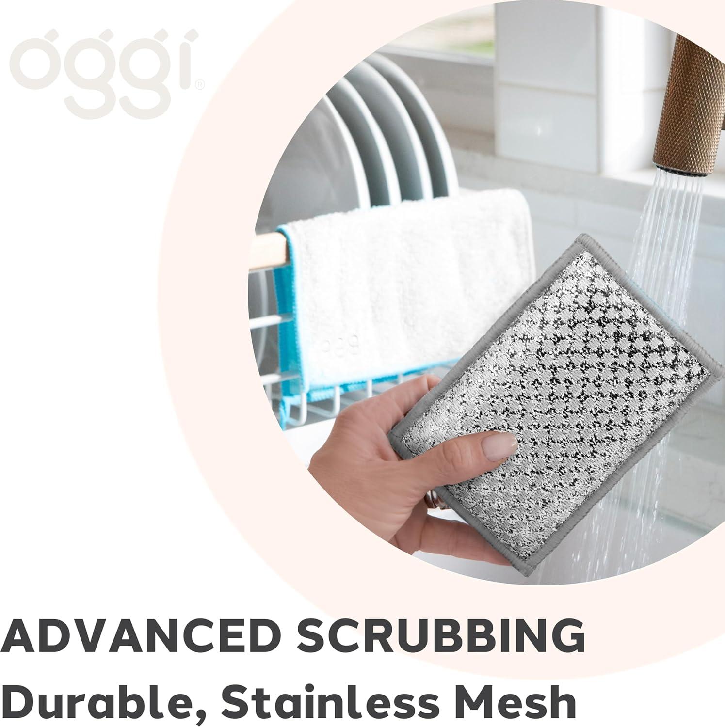 imageOGGI Bambou OdorFree Scrubbing Sponges  Natural Scrub Sponges for Dishes 91 BambooDerived Rayon Cellulose Fiber Reusable Absorbent Durable Scrubbers NonScratch Washable  3 pcs 7x4WhiteGray