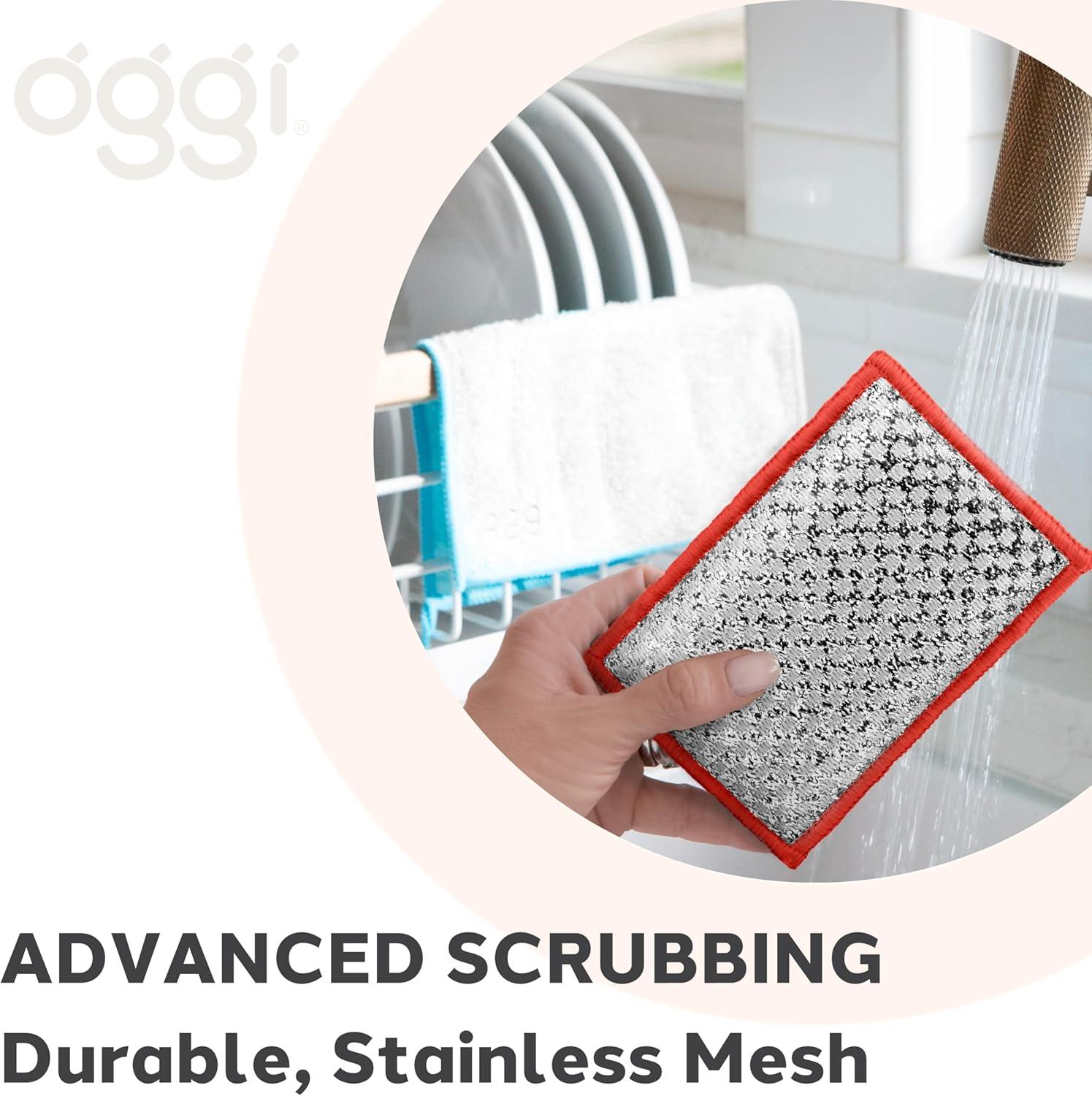 imageOGGI Bambou OdorFree Scrubbing Sponges  Natural Scrub Sponges for Dishes 91 BambooDerived Rayon Cellulose Fiber Reusable Absorbent Durable Scrubbers NonScratch Washable  3 pcs 7x4WhiteOrange