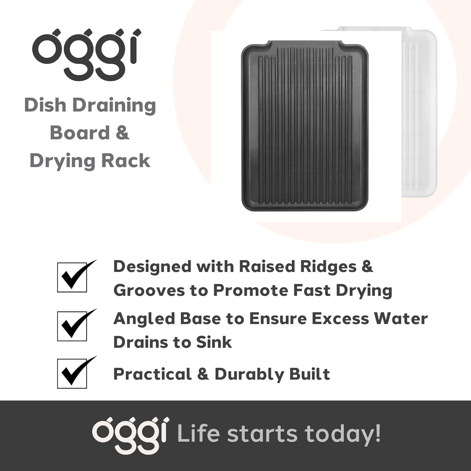 imageOGGI Dish Drain Board ampamp Drying Rack Tray for Kitchen  Ideal Rigid Drainboard Dish Drainer Tray Dish Drain Boards for Kitchen Counter 1275 x 1725quot  White