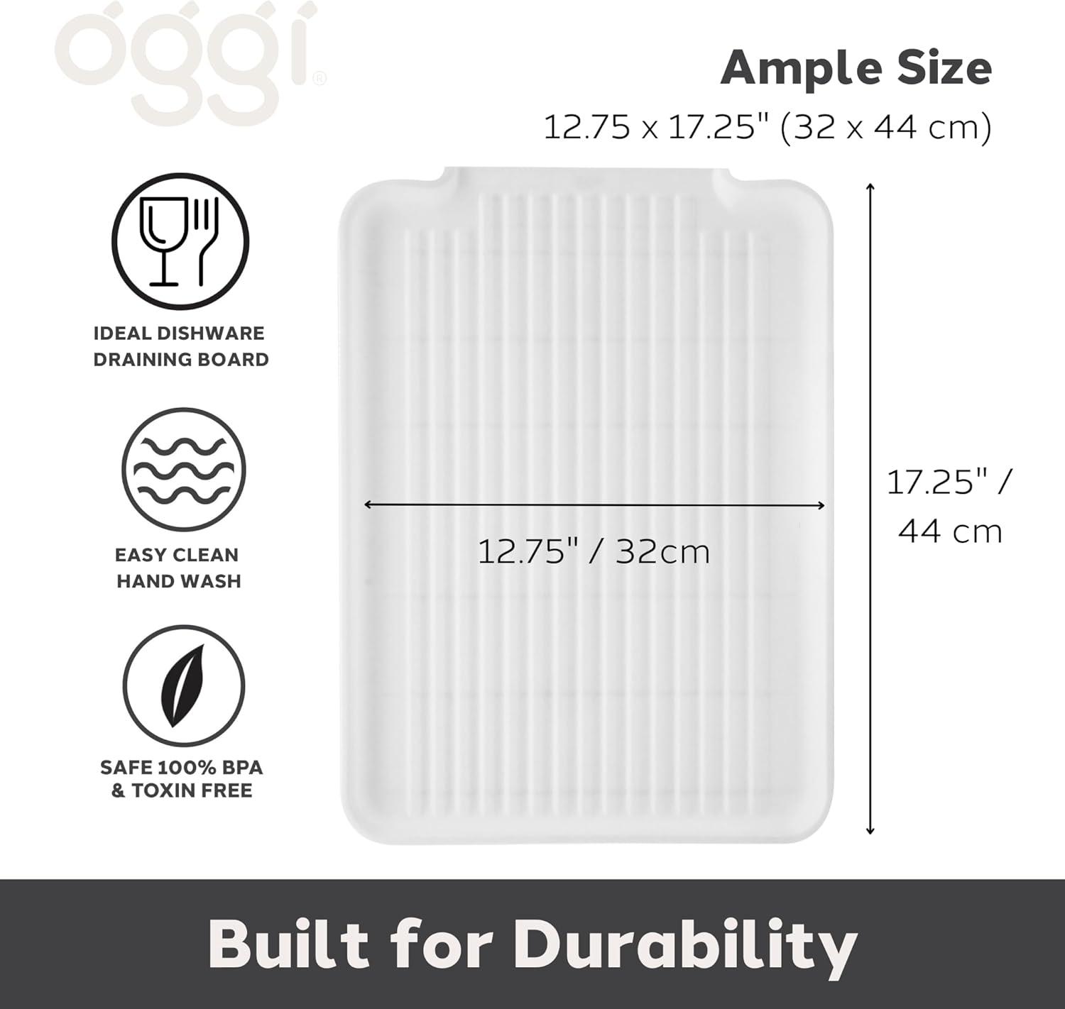 imageOGGI Dish Drain Board ampamp Drying Rack Tray for Kitchen  Ideal Rigid Drainboard Dish Drainer Tray Dish Drain Boards for Kitchen Counter 1275 x 1725quot  White