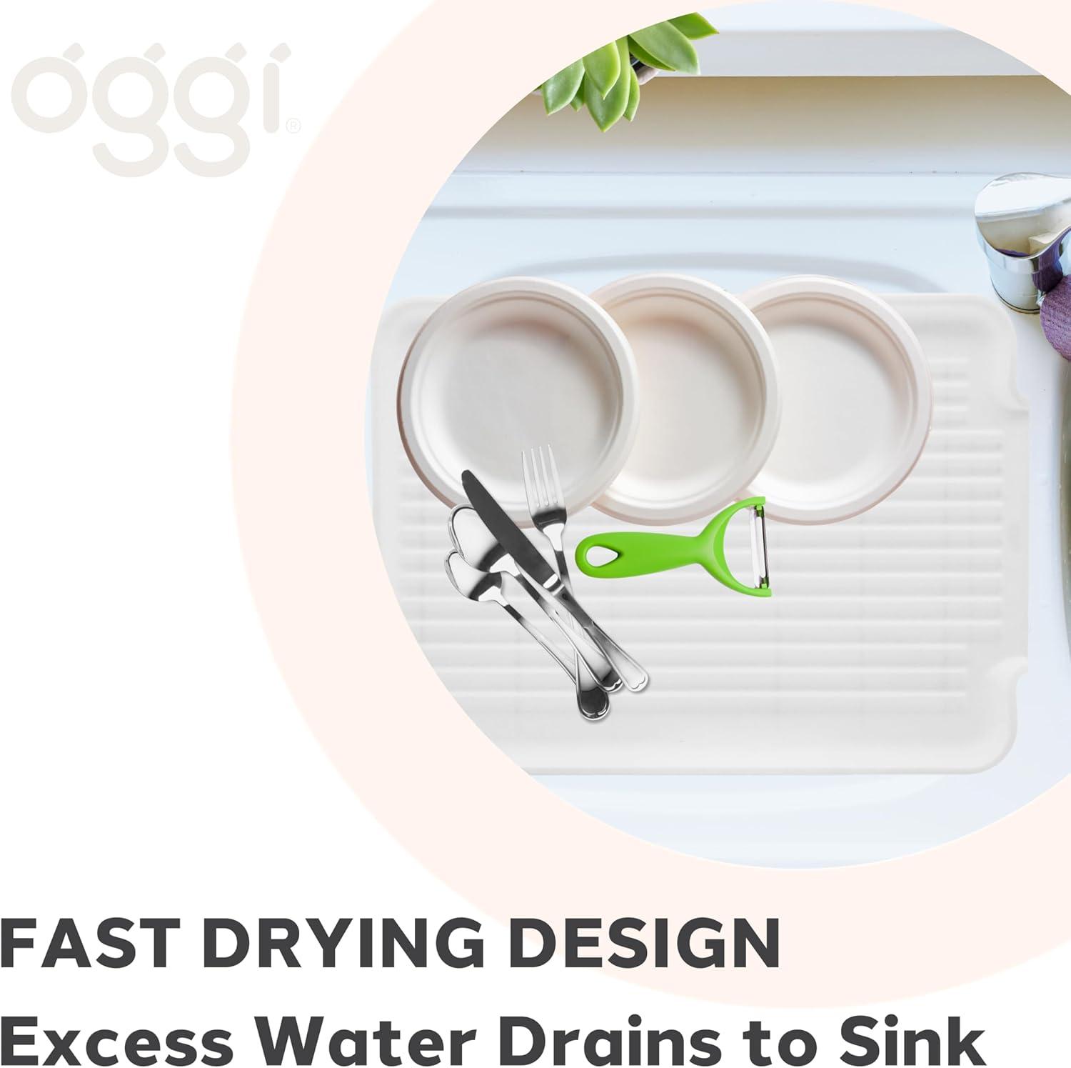 imageOGGI Dish Drain Board ampamp Drying Rack Tray for Kitchen  Ideal Rigid Drainboard Dish Drainer Tray Dish Drain Boards for Kitchen Counter 1275 x 1725quot  White