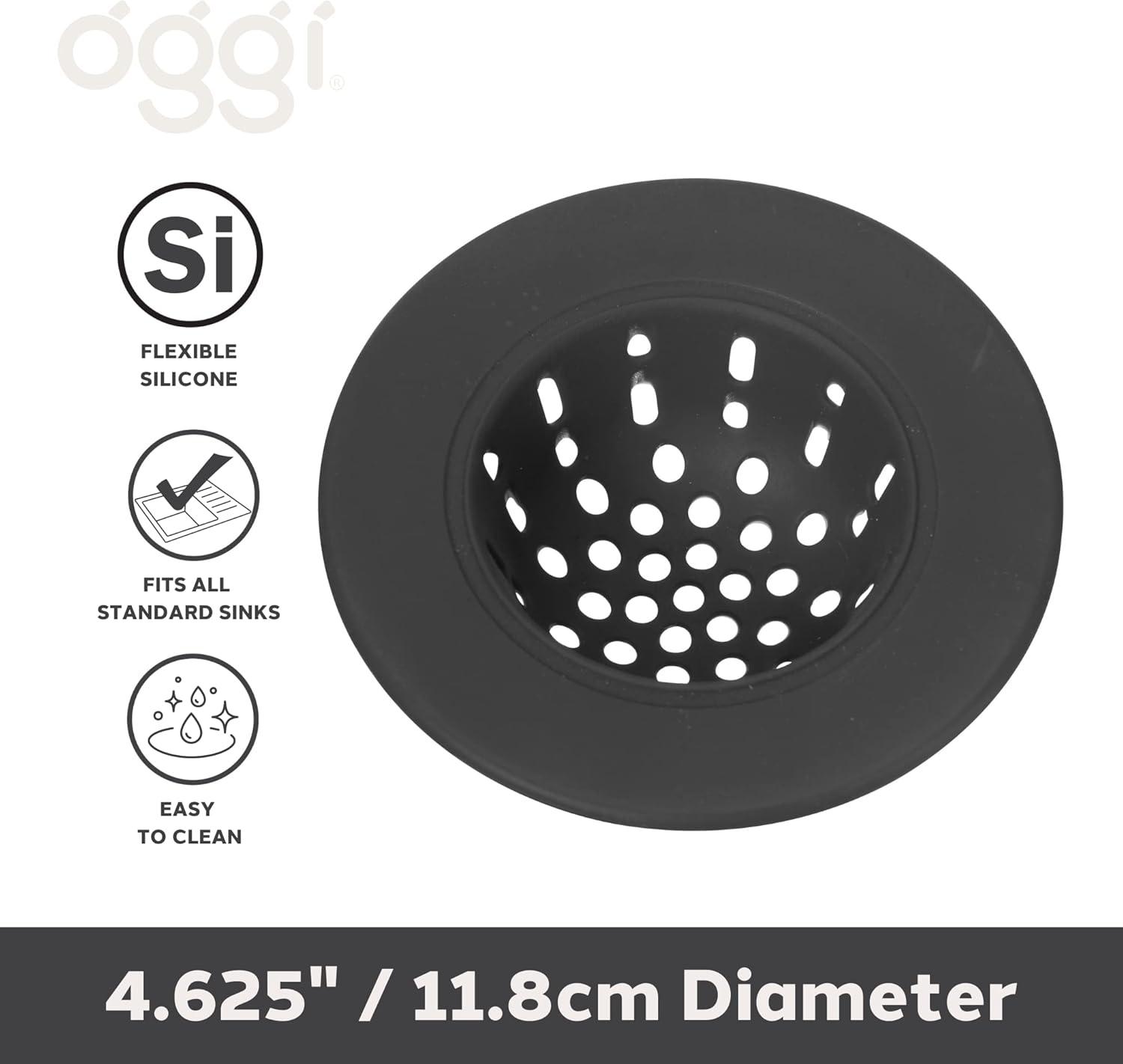 imageOGGI Silicone Sink Strainer Great Kitchen Sink Strainer Sink Drain Strainer Drain Stopper Sink Plug 46 Diameter Rim BlackBlack