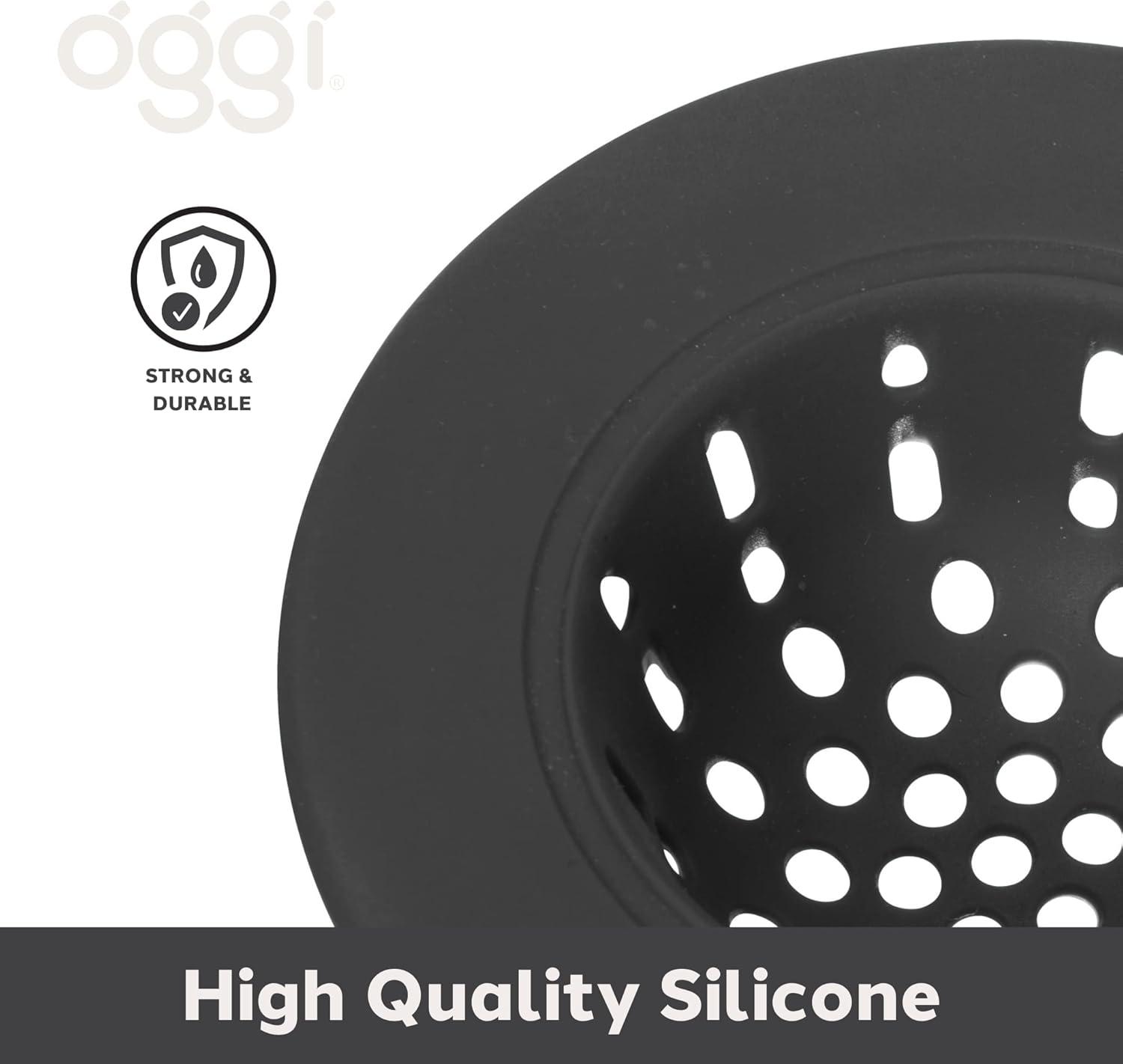 imageOGGI Silicone Sink Strainer Great Kitchen Sink Strainer Sink Drain Strainer Drain Stopper Sink Plug 46 Diameter Rim BlackBlack