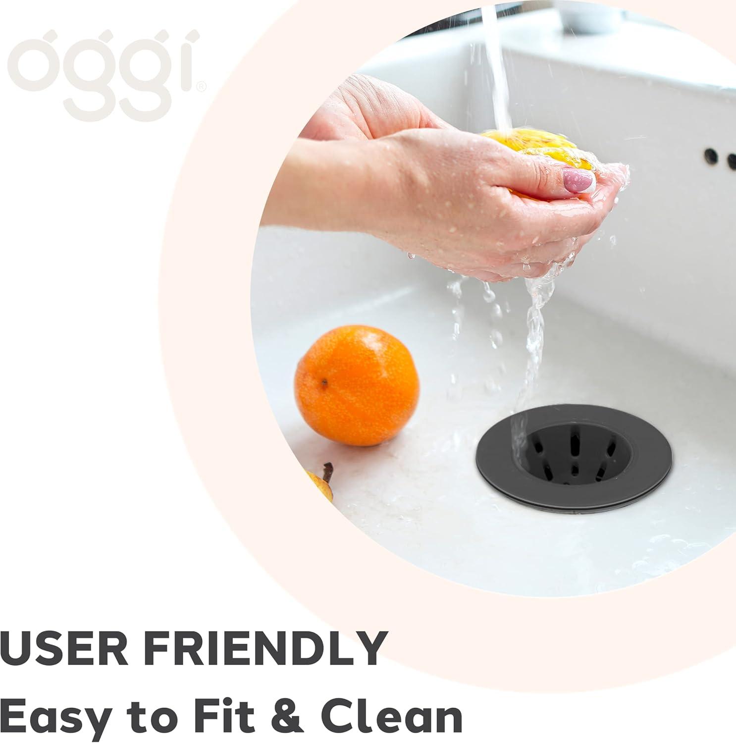 imageOGGI Silicone Sink Strainer Great Kitchen Sink Strainer Sink Drain Strainer Drain Stopper Sink Plug 46 Diameter Rim BlackBlack