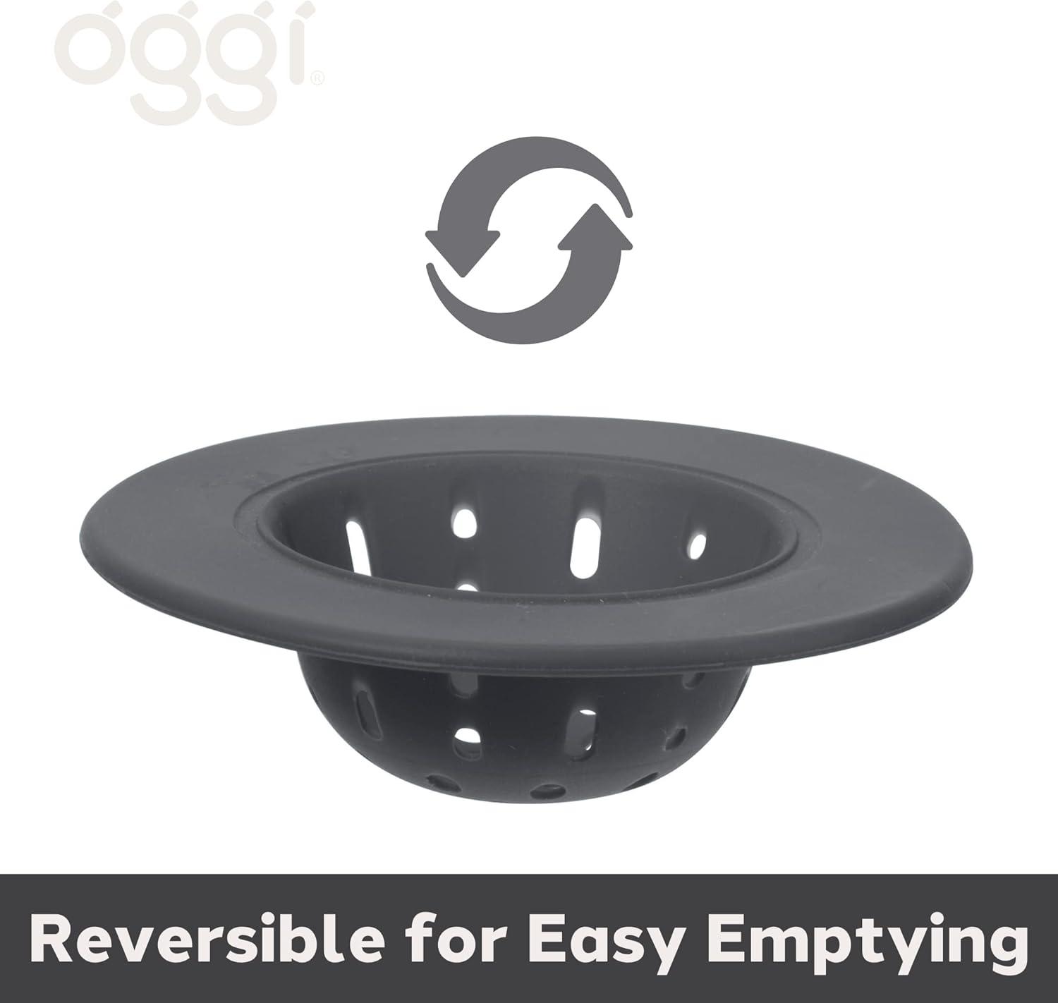 imageOGGI Silicone Sink Strainer Great Kitchen Sink Strainer Sink Drain Strainer Drain Stopper Sink Plug 46 Diameter Rim BlackGray