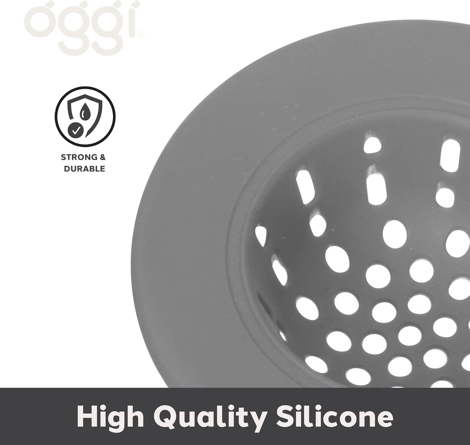 imageOGGI Silicone Sink Strainer Great Kitchen Sink Strainer Sink Drain Strainer Drain Stopper Sink Plug 46 Diameter Rim BlackGray