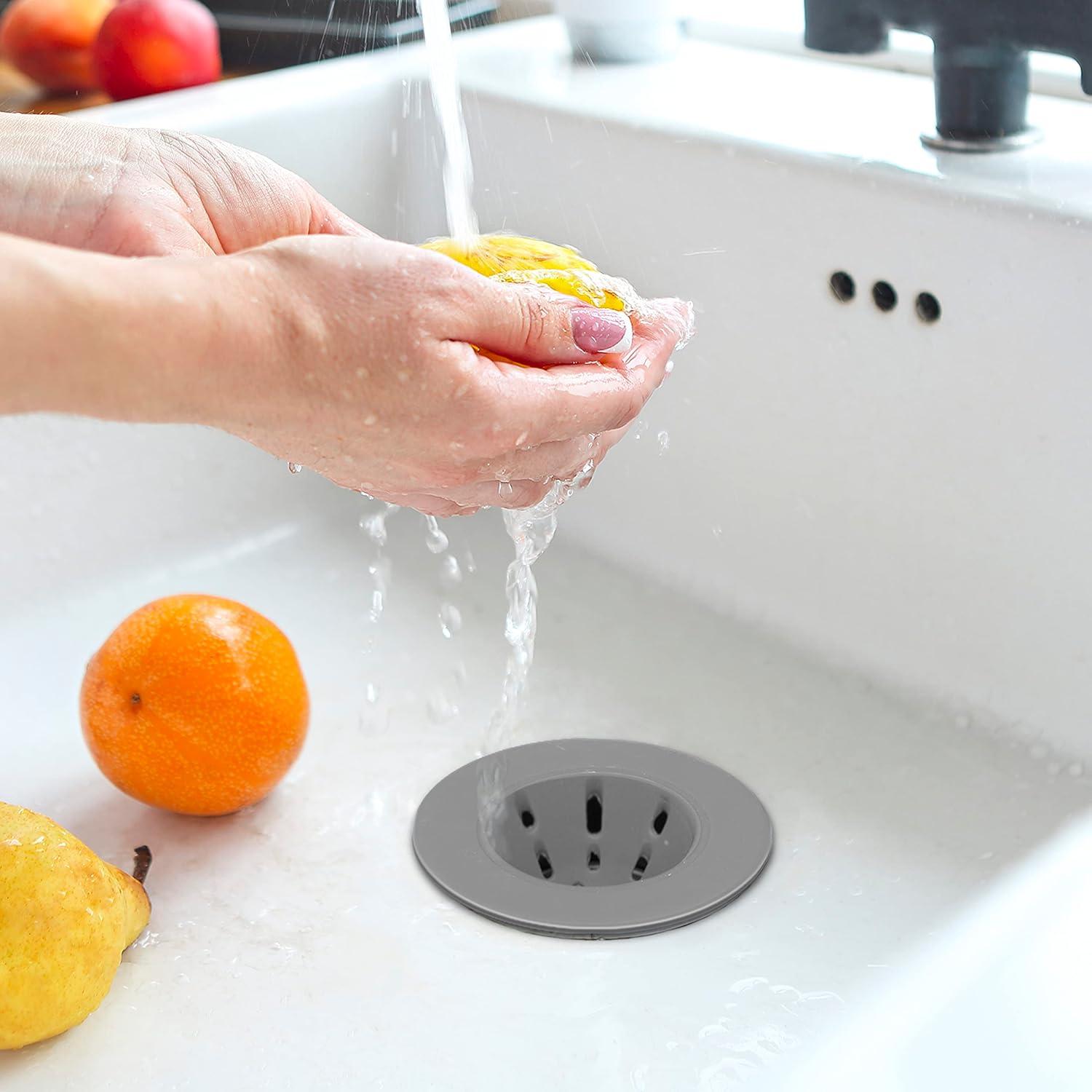 imageOGGI Silicone Sink Strainer Great Kitchen Sink Strainer Sink Drain Strainer Drain Stopper Sink Plug 46 Diameter Rim BlackGray