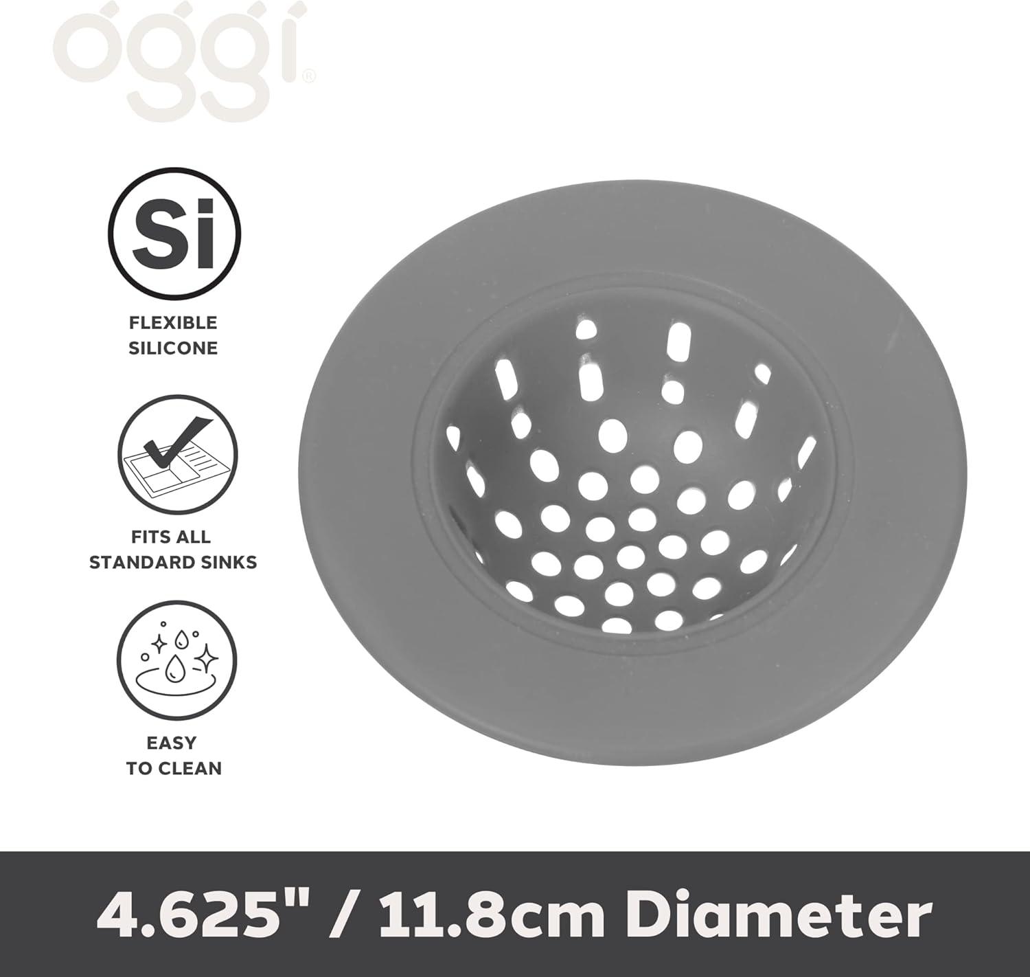 imageOGGI Silicone Sink Strainer Great Kitchen Sink Strainer Sink Drain Strainer Drain Stopper Sink Plug 46 Diameter Rim BlackGray