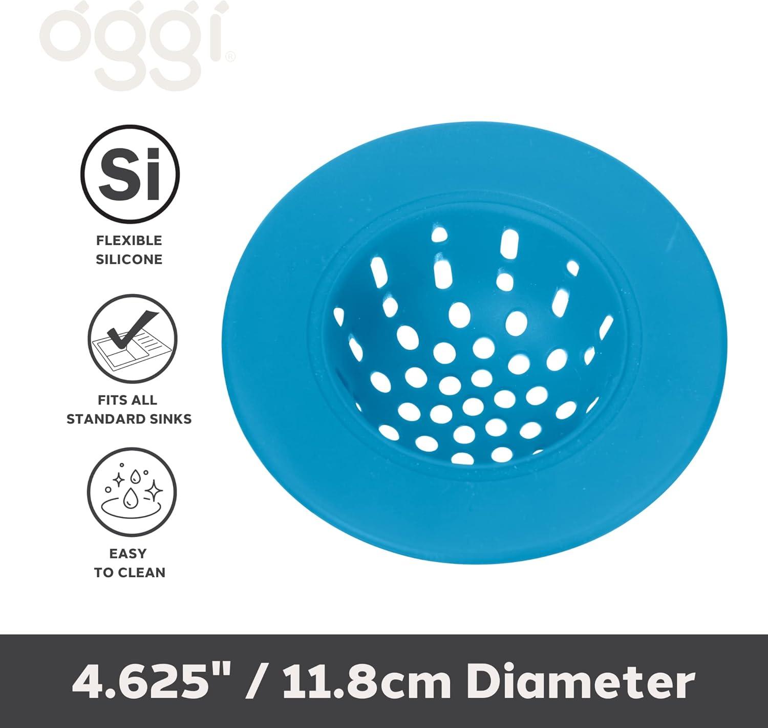 imageOGGI Silicone Sink Strainer Great Kitchen Sink Strainer Sink Drain Strainer Drain Stopper Sink Plug 46 Diameter Rim BlackTurquoise