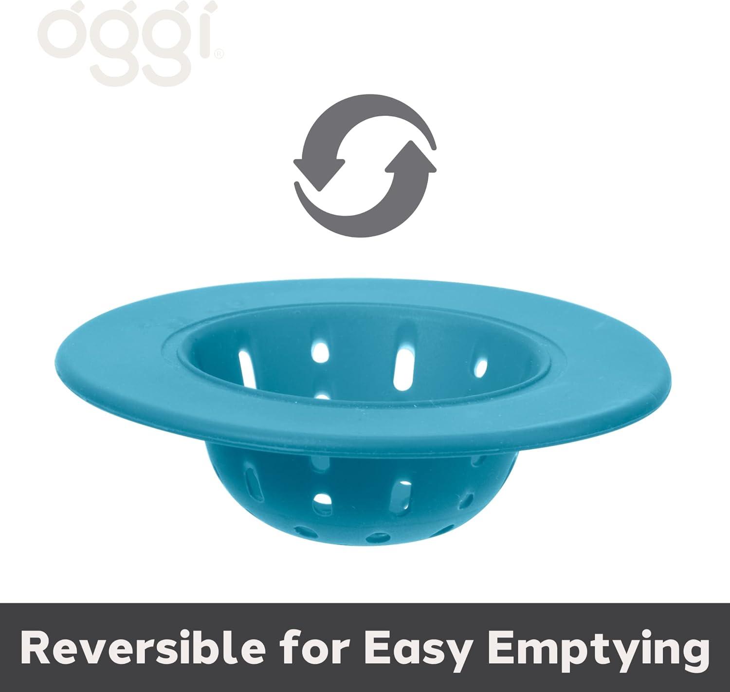 imageOGGI Silicone Sink Strainer Great Kitchen Sink Strainer Sink Drain Strainer Drain Stopper Sink Plug 46 Diameter Rim BlackTurquoise