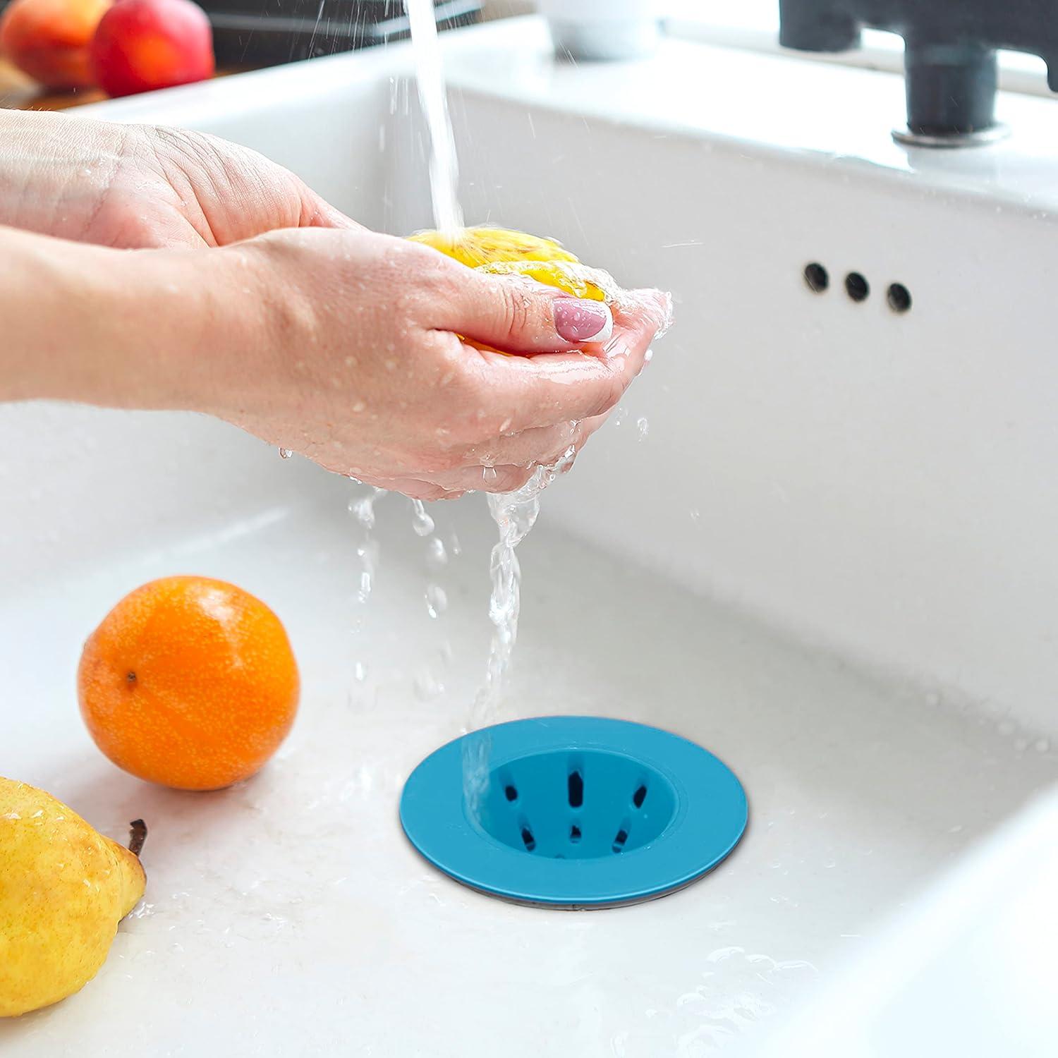 imageOGGI Silicone Sink Strainer Great Kitchen Sink Strainer Sink Drain Strainer Drain Stopper Sink Plug 46 Diameter Rim BlackTurquoise