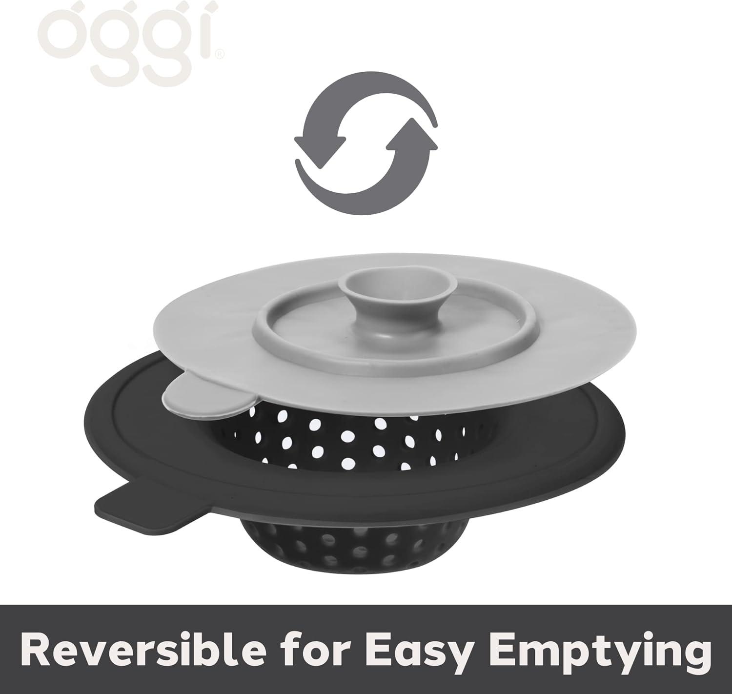 imageOGGI Silicone Sink Strainer ampamp Stopper Set Great Kitchen Sink Strainer Silicone Drain Stopper Sink Drain Strainer Sink Plug 46 Diameter Rim GrayBlack