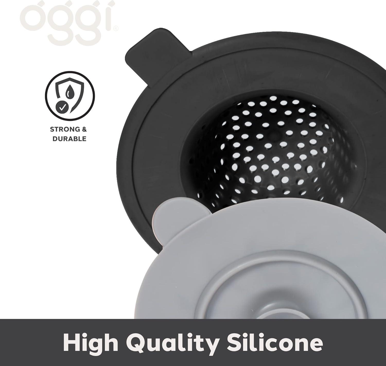 imageOGGI Silicone Sink Strainer ampamp Stopper Set Great Kitchen Sink Strainer Silicone Drain Stopper Sink Drain Strainer Sink Plug 46 Diameter Rim GrayBlack
