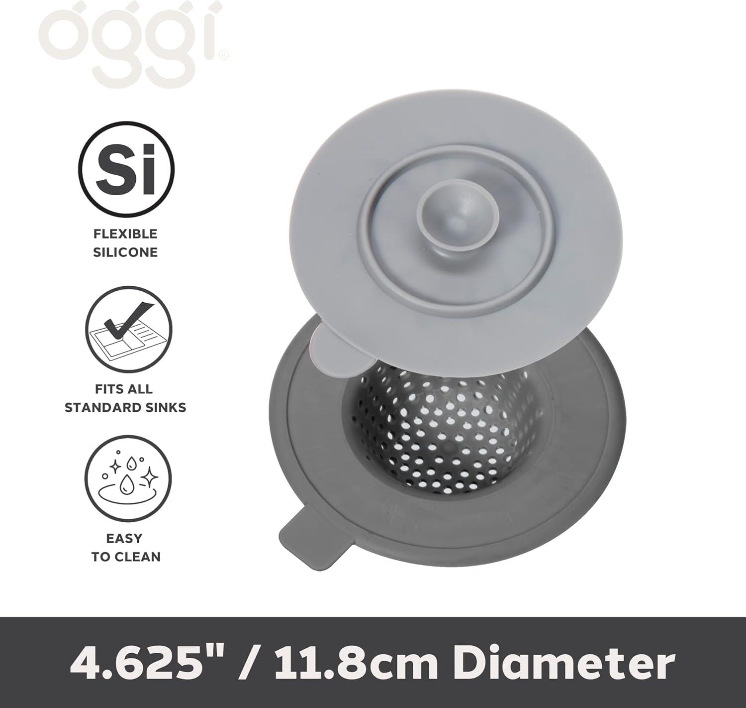 imageOGGI Silicone Sink Strainer ampamp Stopper Set Great Kitchen Sink Strainer Silicone Drain Stopper Sink Drain Strainer Sink Plug 46 Diameter Rim GrayGray