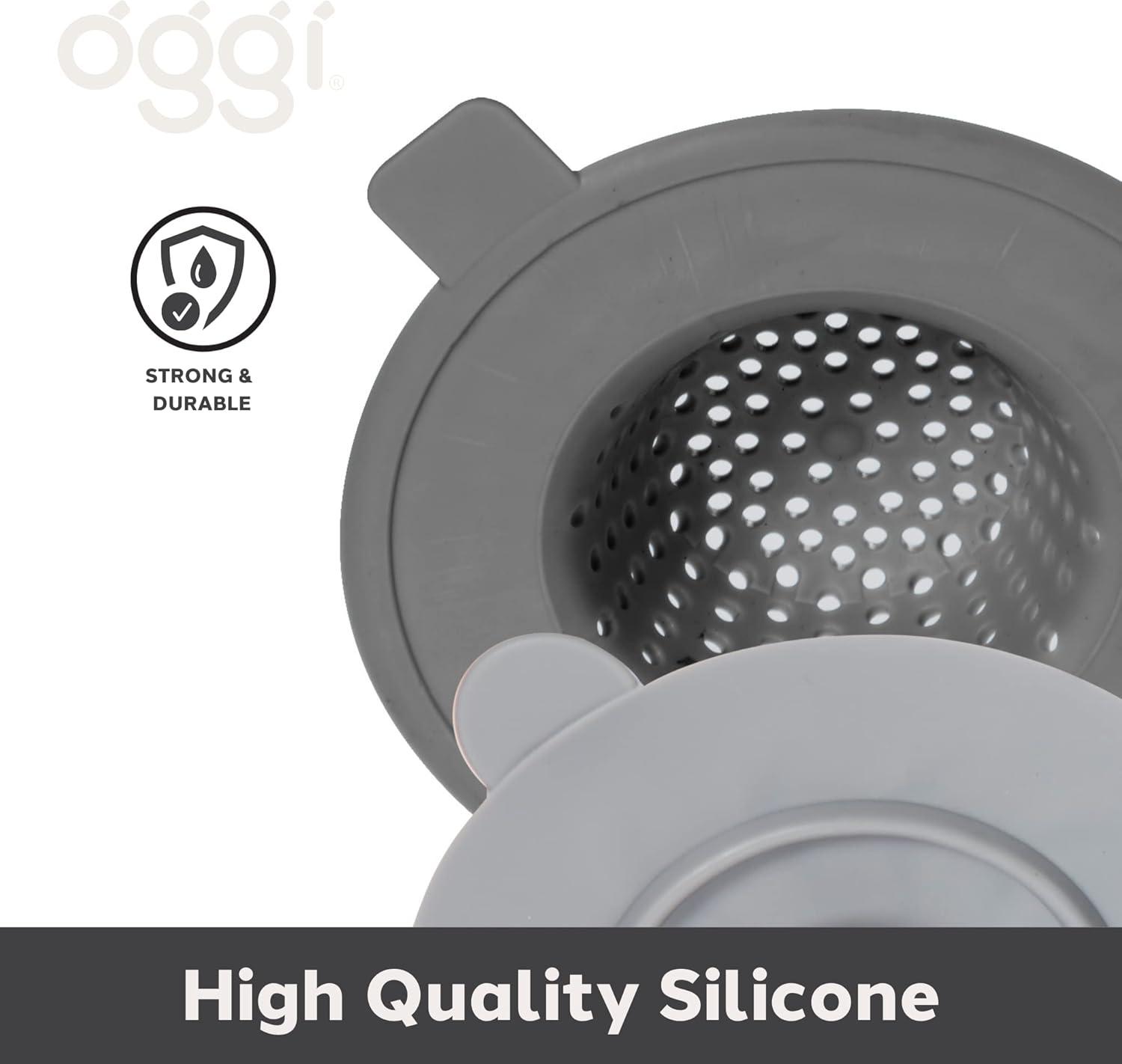 imageOGGI Silicone Sink Strainer ampamp Stopper Set Great Kitchen Sink Strainer Silicone Drain Stopper Sink Drain Strainer Sink Plug 46 Diameter Rim GrayGray