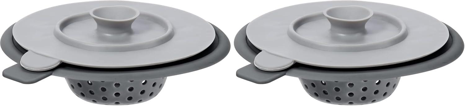 imageOGGI Silicone Sink Strainer ampamp Stopper Set Great Kitchen Sink Strainer Silicone Drain Stopper Sink Drain Strainer Sink Plug 46 Diameter Rim GrayGray