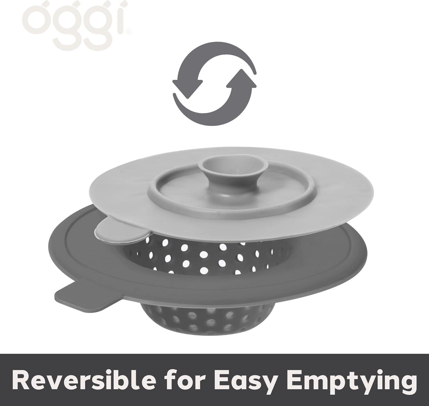 imageOGGI Silicone Sink Strainer ampamp Stopper Set Great Kitchen Sink Strainer Silicone Drain Stopper Sink Drain Strainer Sink Plug 46 Diameter Rim GrayGray