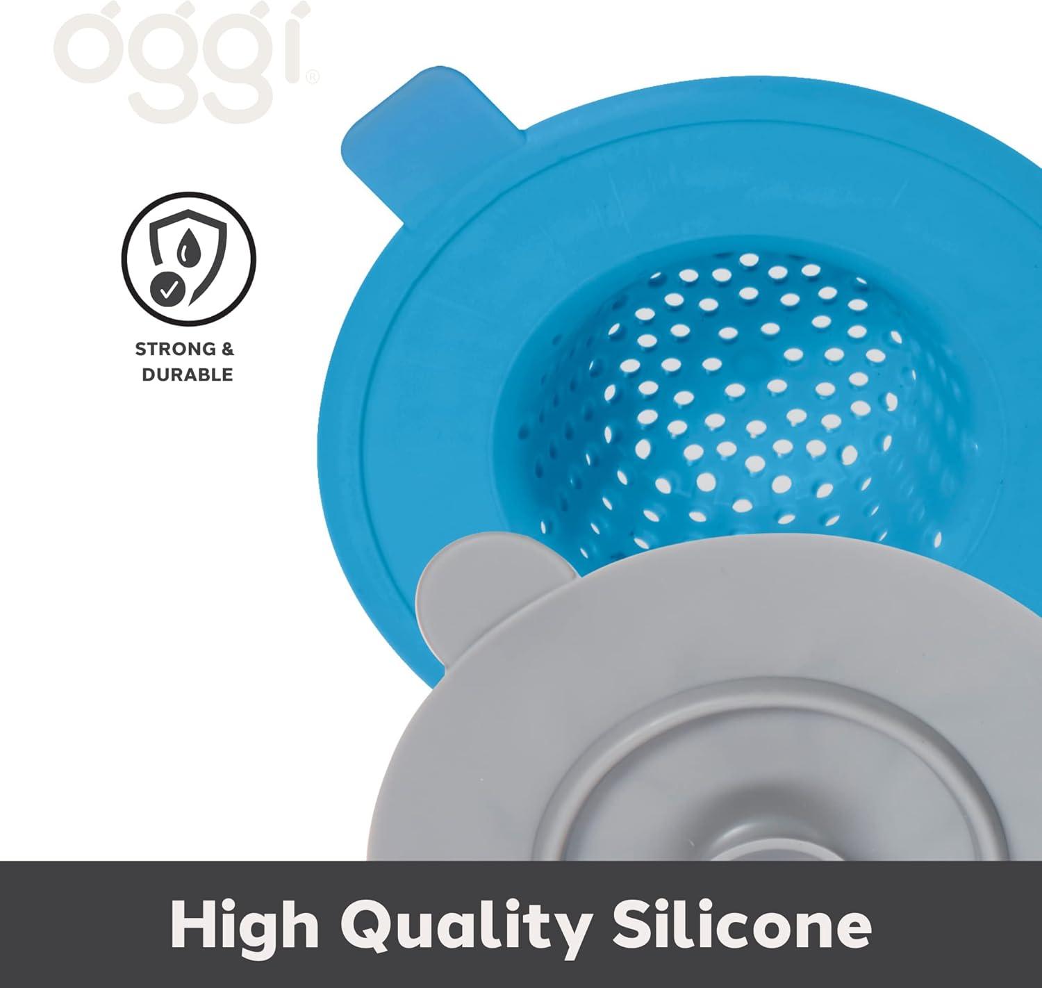 imageOGGI Silicone Sink Strainer ampamp Stopper Set Great Kitchen Sink Strainer Silicone Drain Stopper Sink Drain Strainer Sink Plug 46 Diameter Rim GrayTurquoise