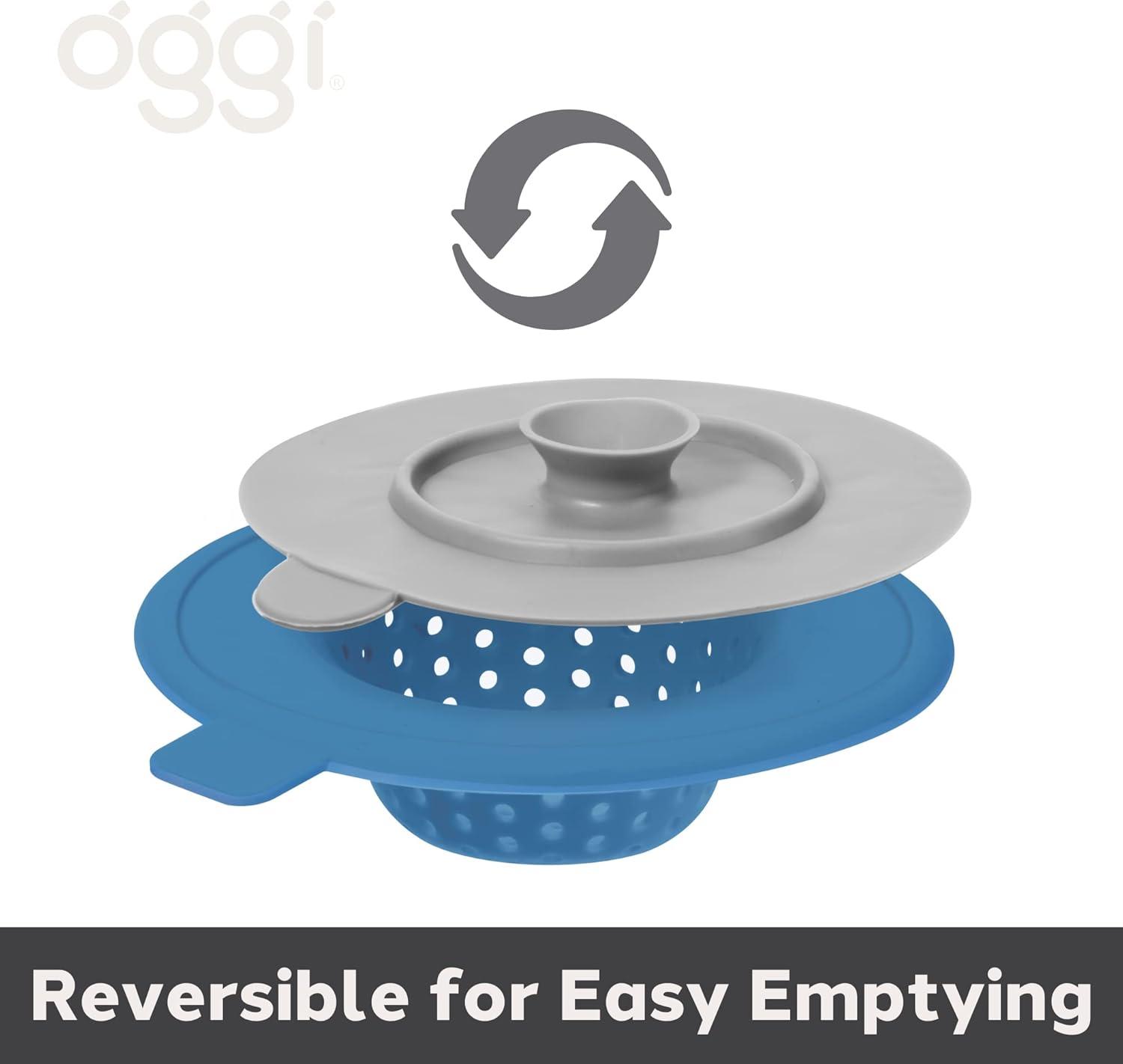 imageOGGI Silicone Sink Strainer ampamp Stopper Set Great Kitchen Sink Strainer Silicone Drain Stopper Sink Drain Strainer Sink Plug 46 Diameter Rim GrayTurquoise