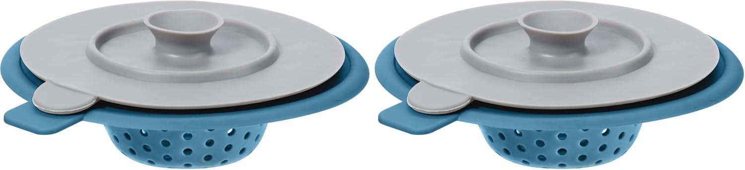 imageOGGI Silicone Sink Strainer ampamp Stopper Set Great Kitchen Sink Strainer Silicone Drain Stopper Sink Drain Strainer Sink Plug 46 Diameter Rim GrayTurquoise