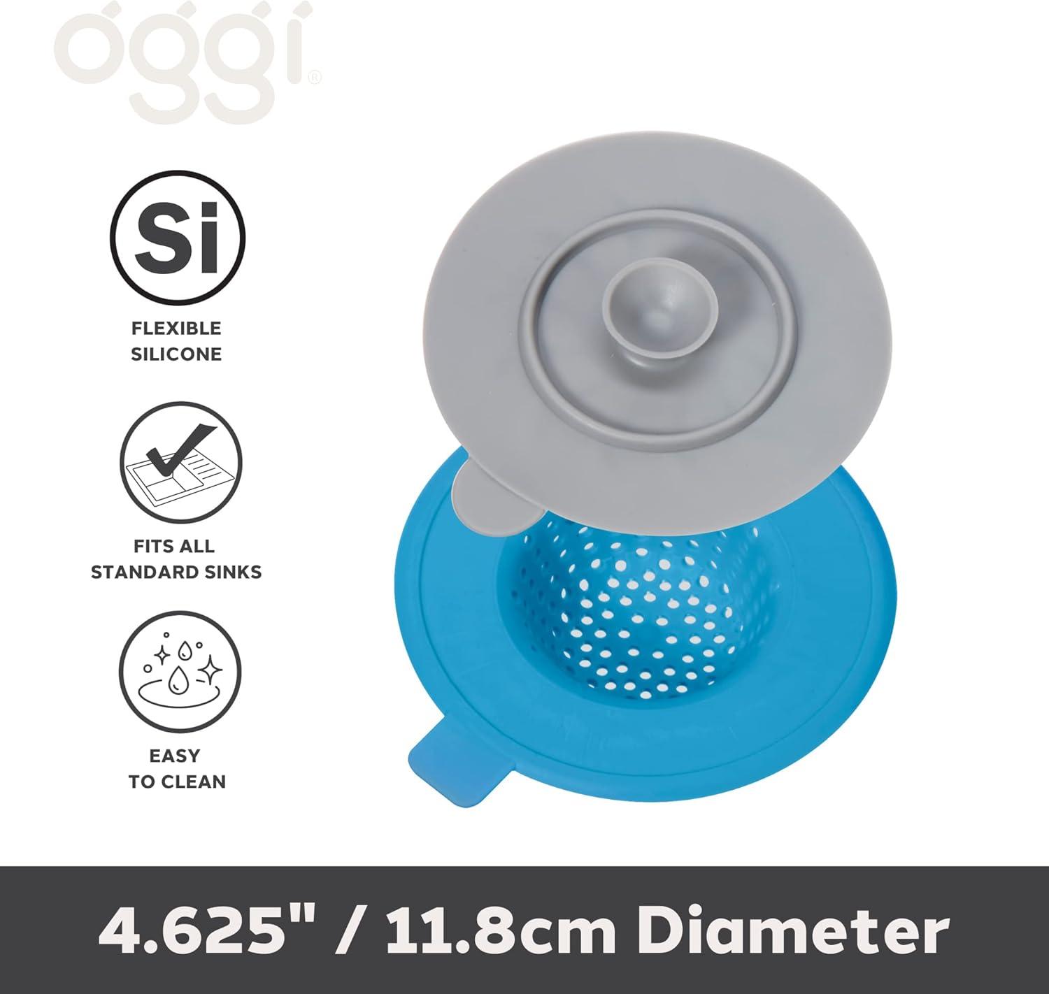 imageOGGI Silicone Sink Strainer ampamp Stopper Set Great Kitchen Sink Strainer Silicone Drain Stopper Sink Drain Strainer Sink Plug 46 Diameter Rim GrayTurquoise