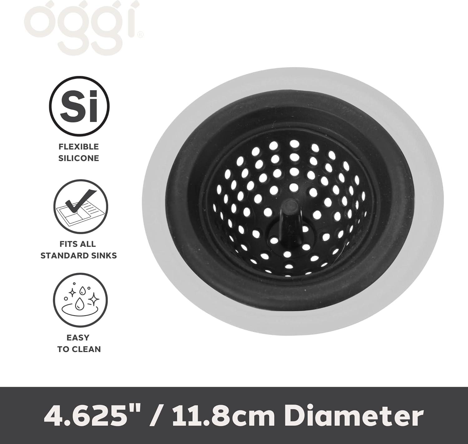 imageOGGI Silicone ampamp Metal Sink Stopper Great Kitchen Sink Stopper Silicone Drain Stopper Sink Plug 46 Diameter Metal Rim TurquoiseBlack