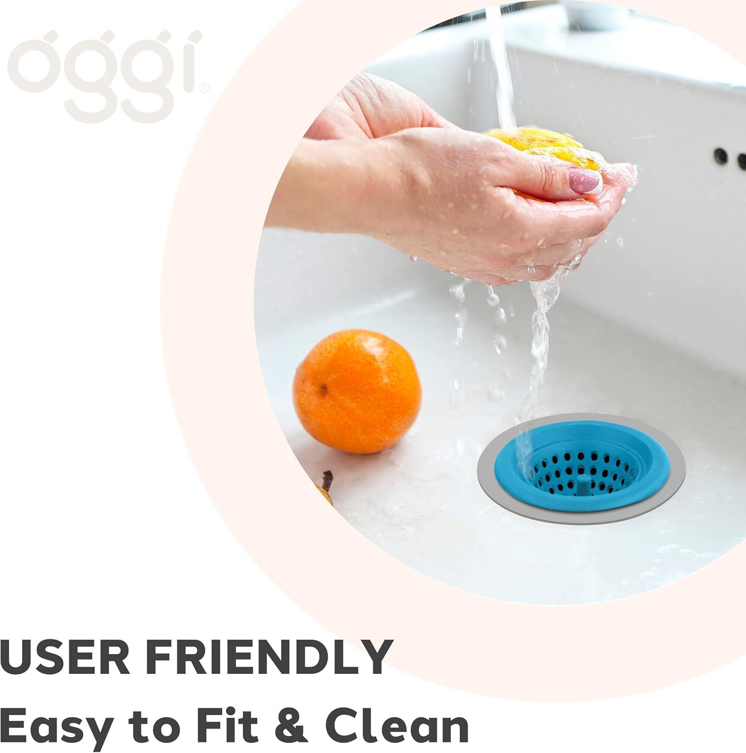 imageOGGI Silicone ampamp Metal Sink Stopper Great Kitchen Sink Stopper Silicone Drain Stopper Sink Plug 46 Diameter Metal Rim TurquoiseTurquoise