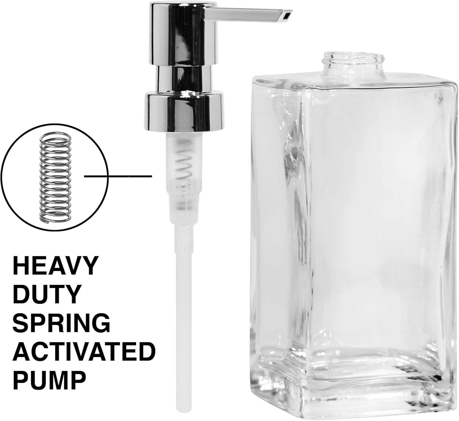 imageOggi 57136 Glass Soap Dispenser 13Ounce AquaAqua  Chrome