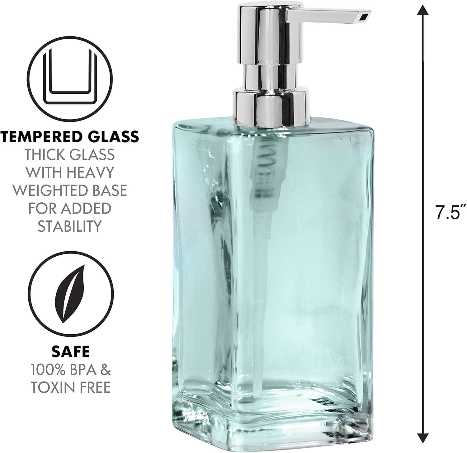 imageOggi 57136 Glass Soap Dispenser 13Ounce AquaAqua  Chrome