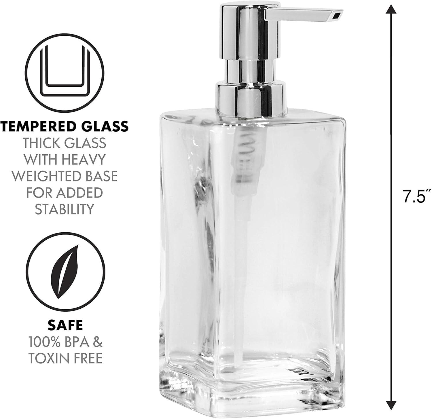 imageOggi 57136 Glass Soap Dispenser 13Ounce AquaClear  Chrome
