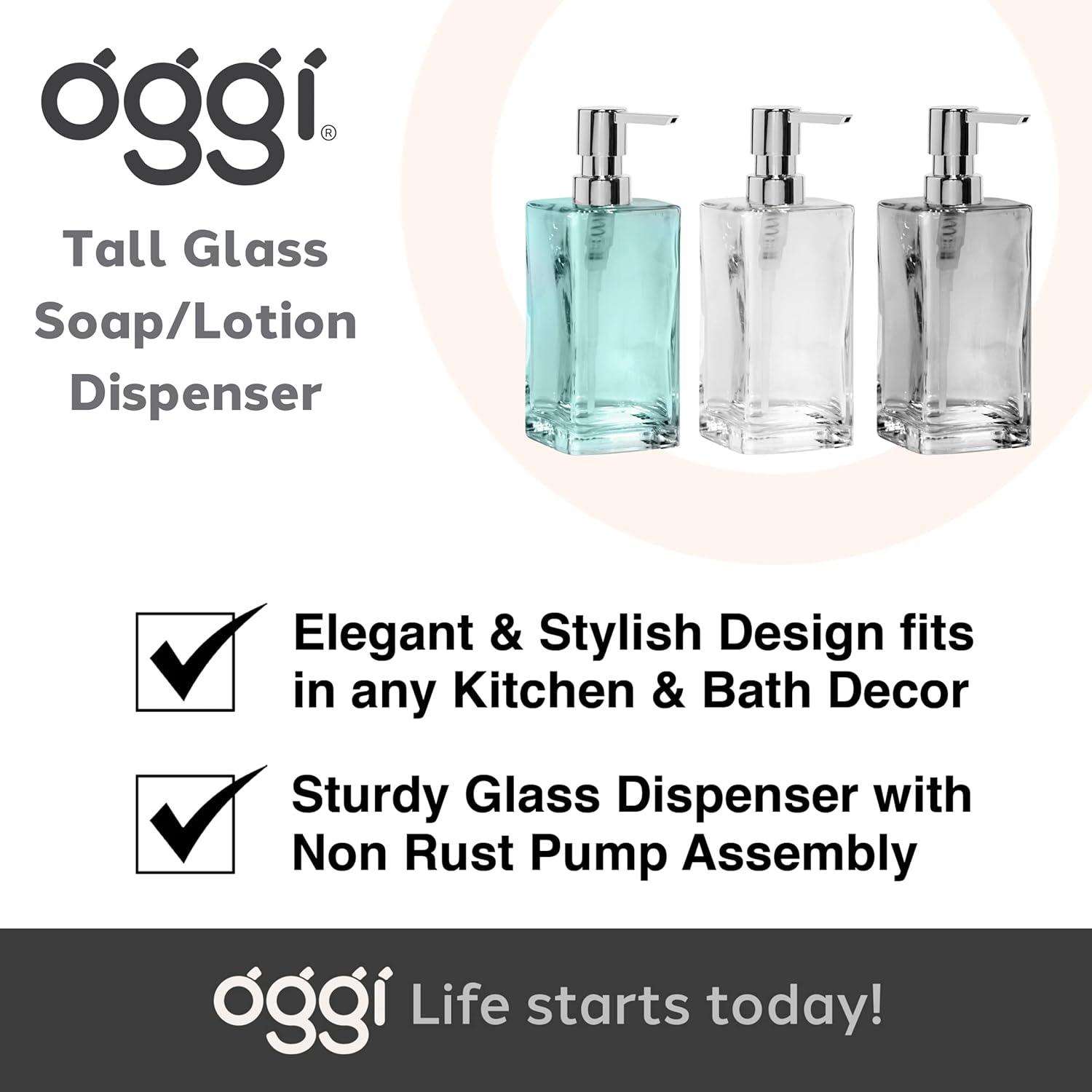 imageOggi 57136 Glass Soap Dispenser 13Ounce AquaClear  Chrome