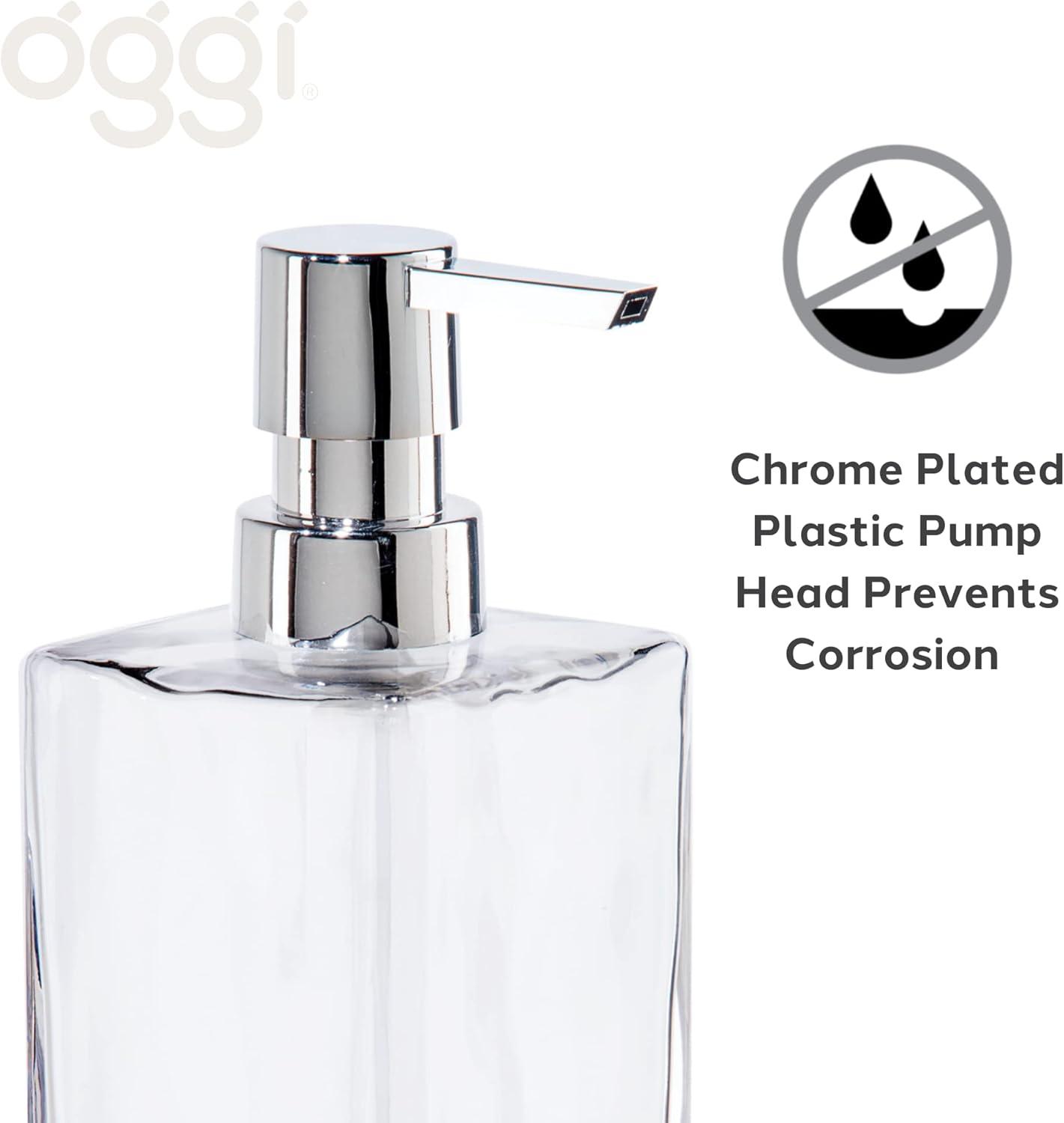 imageOggi 57136 Glass Soap Dispenser 13Ounce AquaClear  Chrome