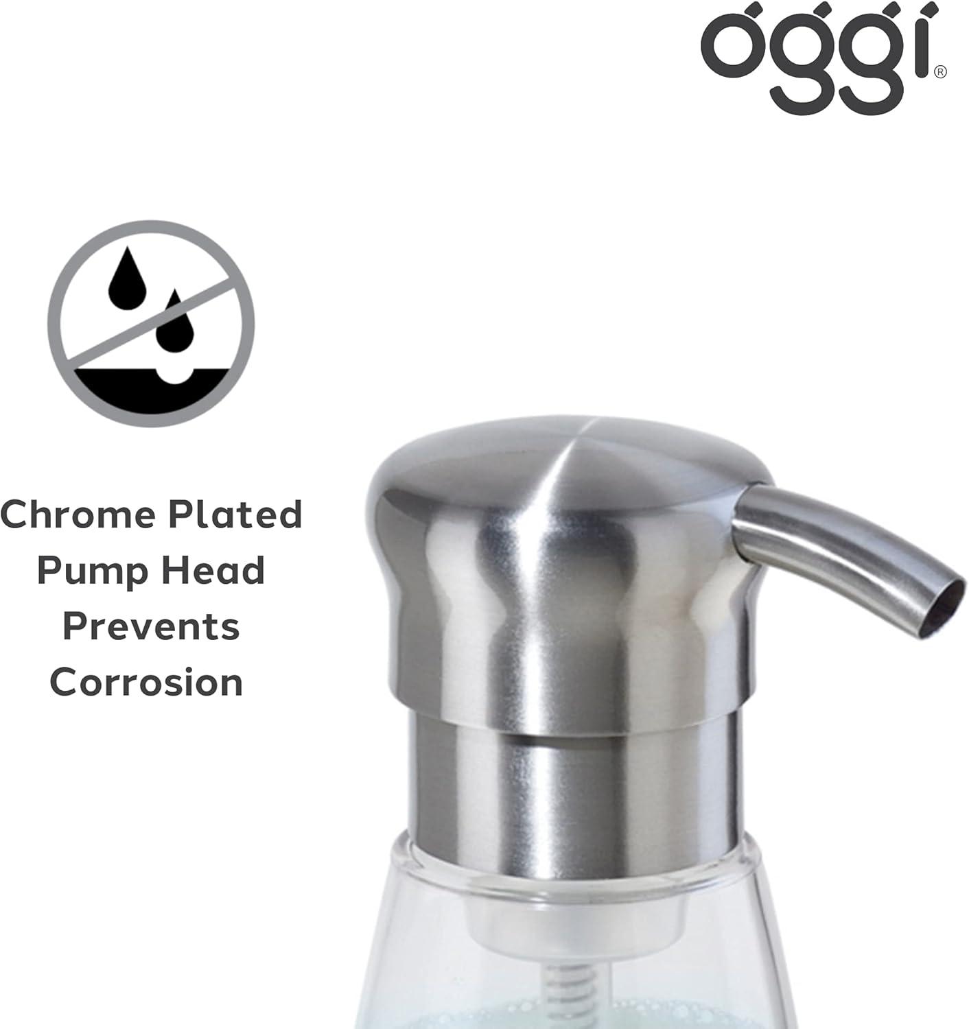 imageOggi 57136 Glass Soap Dispenser 13Ounce AquaClear  Stainless Steel