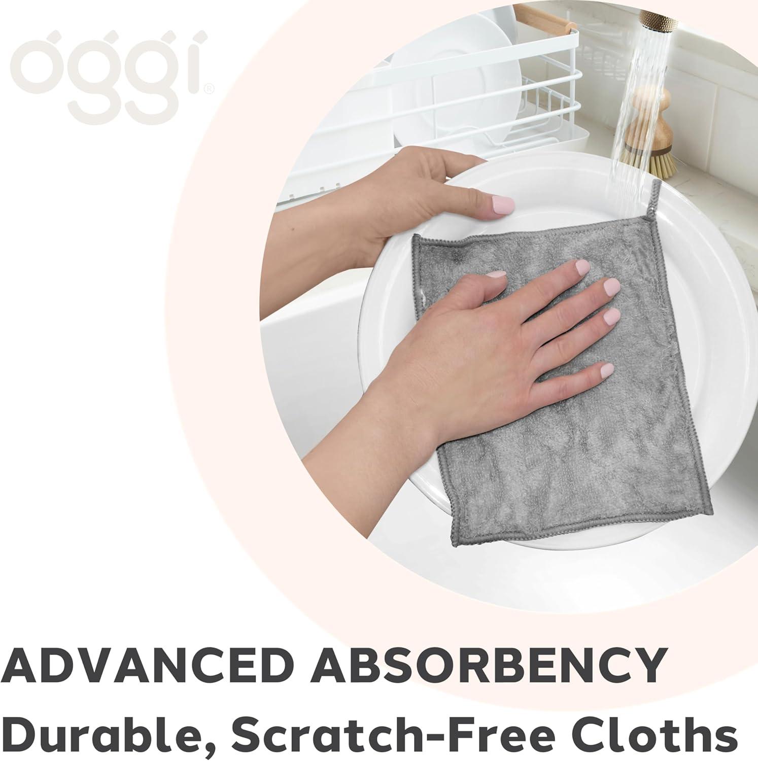 imageOggi Bambou OdorFree Kitchen Washcloths  Natural Kitchen Dish Cloths 91 BambooDerived Rayon Cellulose Fiber Reusable Absorbent Hygienic Fast Dry Durable NonScratch LintFree  6 pcs 7x9