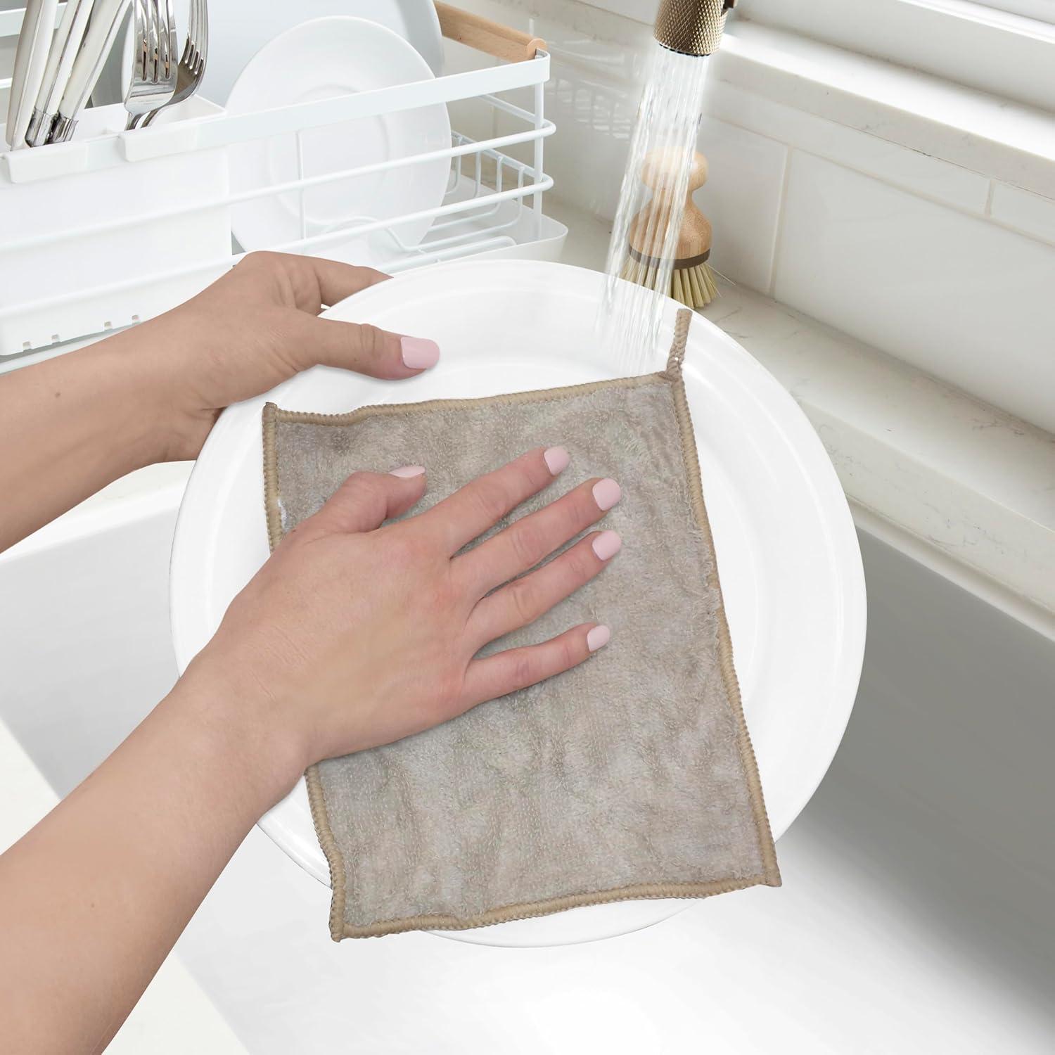 imageOggi Bambou OdorFree Kitchen Washcloths  Natural Kitchen Dish Cloths 91 Rayon Cellulose Fiber Reusable Absorbent Hygienic Fast Dry Durable NonScratch LintFree  6 pcs 7x9