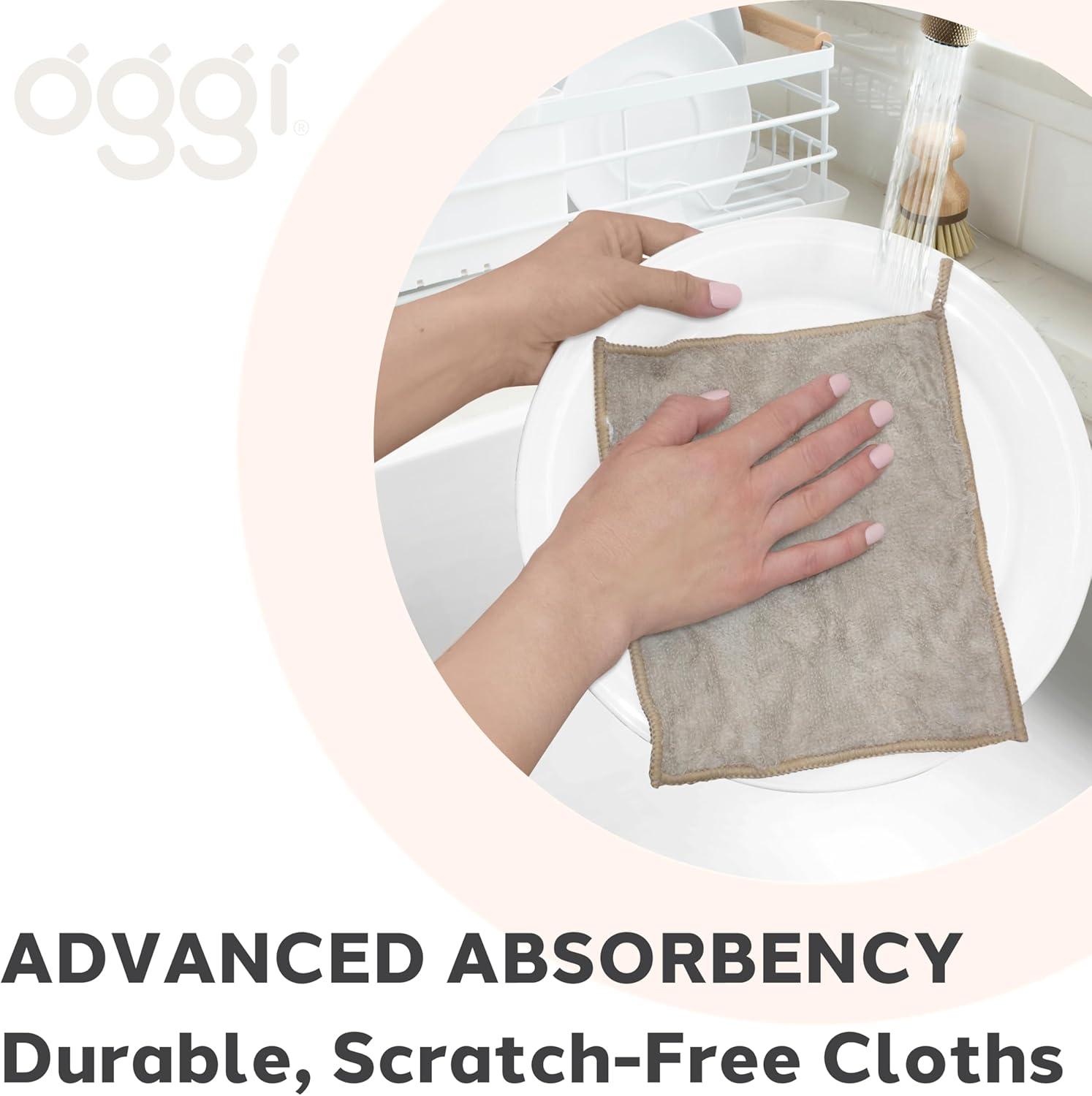 imageOggi Bambou OdorFree Kitchen Washcloths  Natural Kitchen Dish Cloths 91 Rayon Cellulose Fiber Reusable Absorbent Hygienic Fast Dry Durable NonScratch LintFree  6 pcs 7x9
