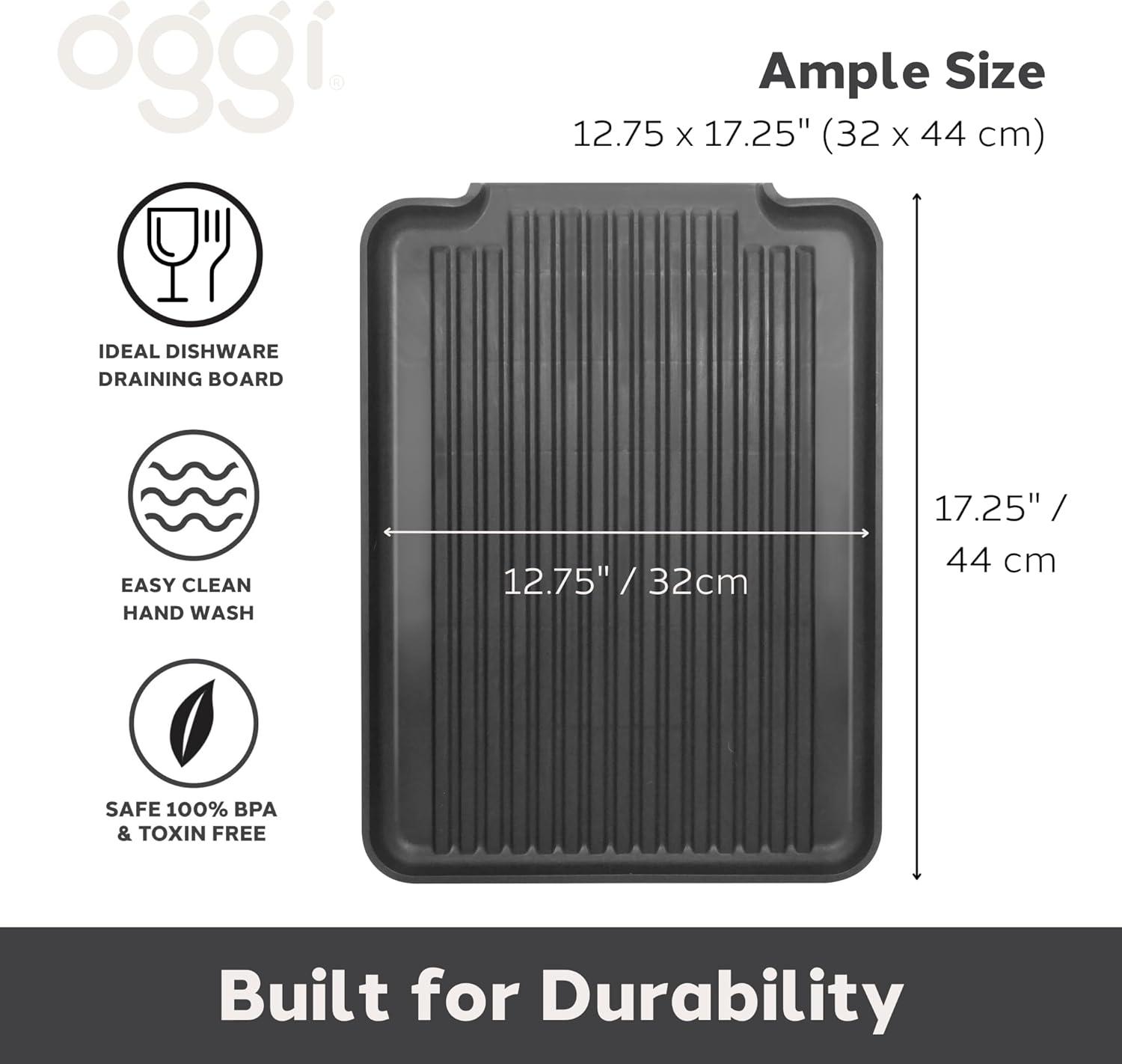 imageOggi Dish Drain Board ampamp Drying Rack Tray for Kitchen  Ideal Rigid Drainboard Plate ampamp Glass Drainer Tray Dish Drain Boards for Kitchen Counter 1275 x 1725  Black