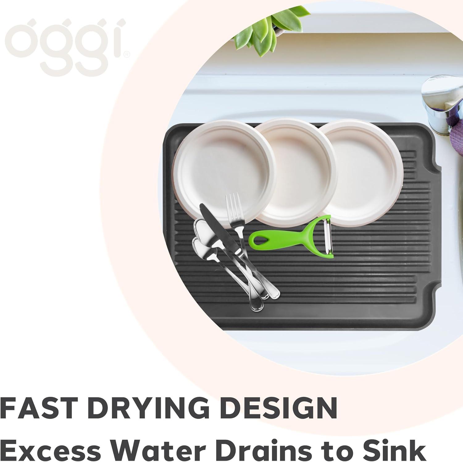 imageOggi Dish Drain Board ampamp Drying Rack Tray for Kitchen  Ideal Rigid Drainboard Plate ampamp Glass Drainer Tray Dish Drain Boards for Kitchen Counter 1275 x 1725  Black
