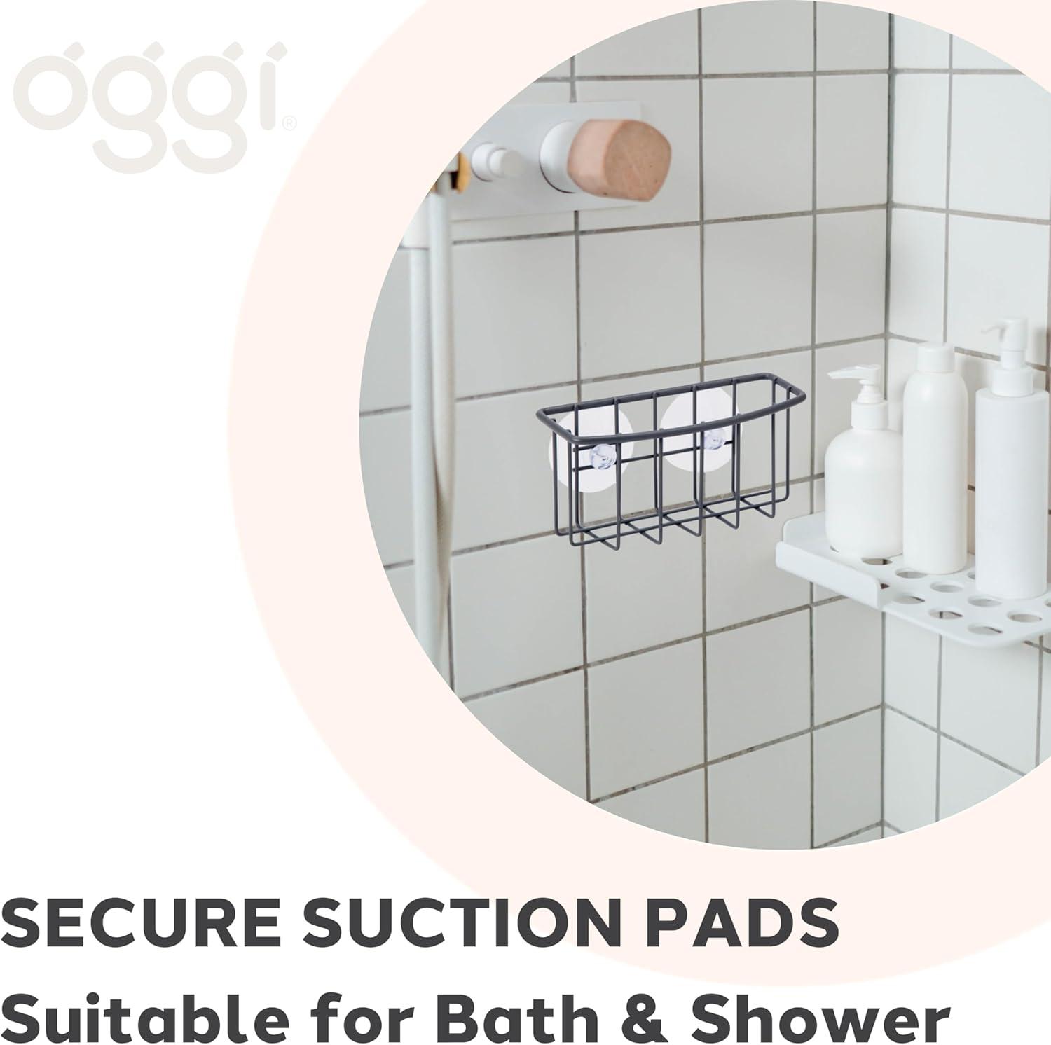 imageOggi Metal Suction Sink Caddy Kitchen Brush Bar Soap or Sponge Holder for Kitchen Sink Great Kitchen Sink Organizer for Sink Accessories 6 x 25 x 275 GrayGrey