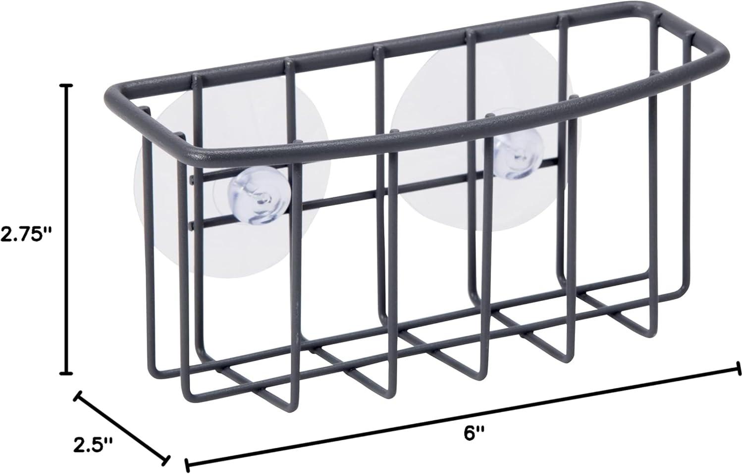 imageOggi Metal Suction Sink Caddy Kitchen Brush Bar Soap or Sponge Holder for Kitchen Sink Great Kitchen Sink Organizer for Sink Accessories 6 x 25 x 275 GrayGrey