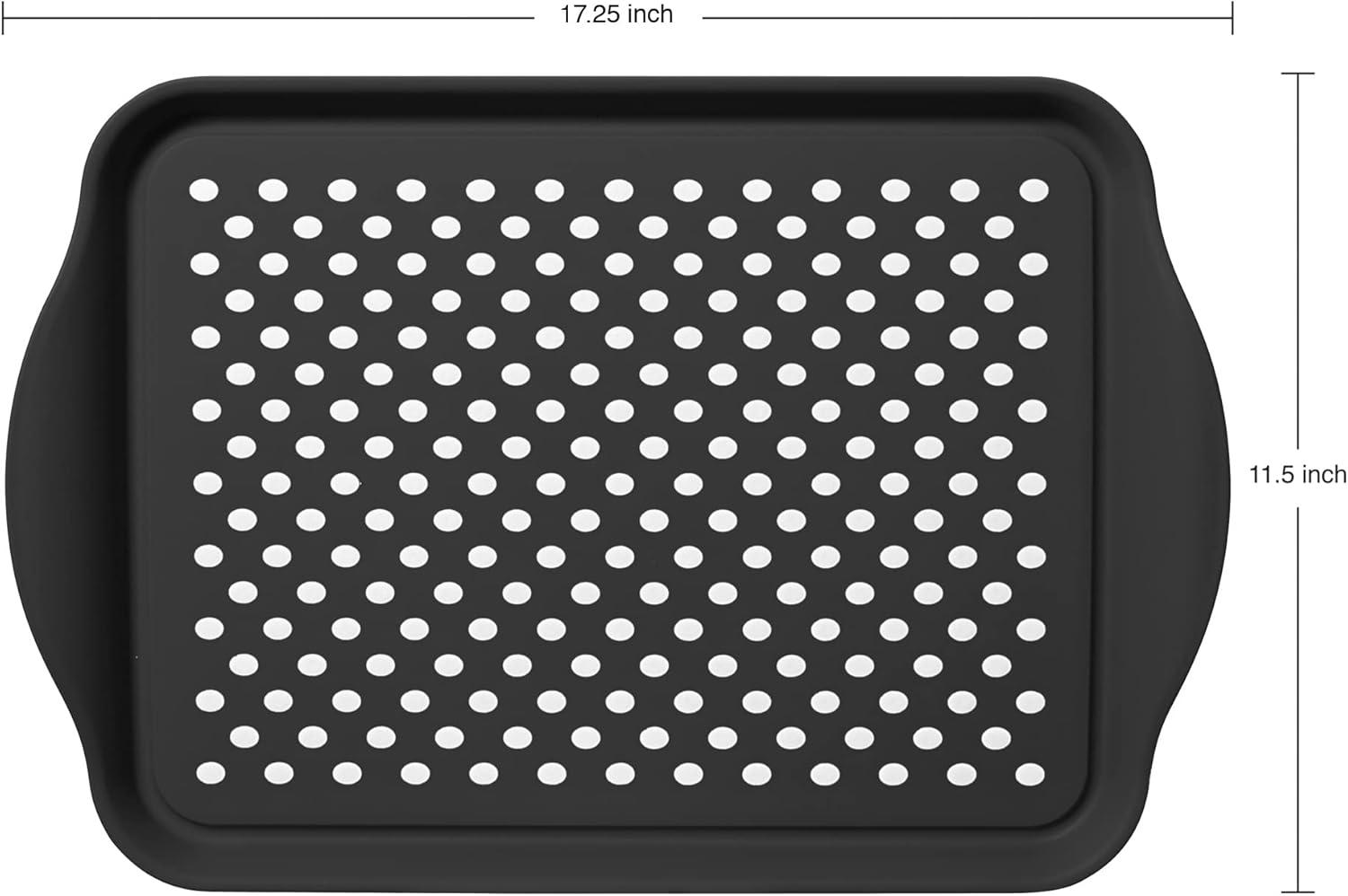 imageOggi OGGI Anti Slip Serving Tray with Handles Black Rectangle Tray  Ideal for Eating Breakfast Food Appetizer Tray Serving 175 x 115 55043Black