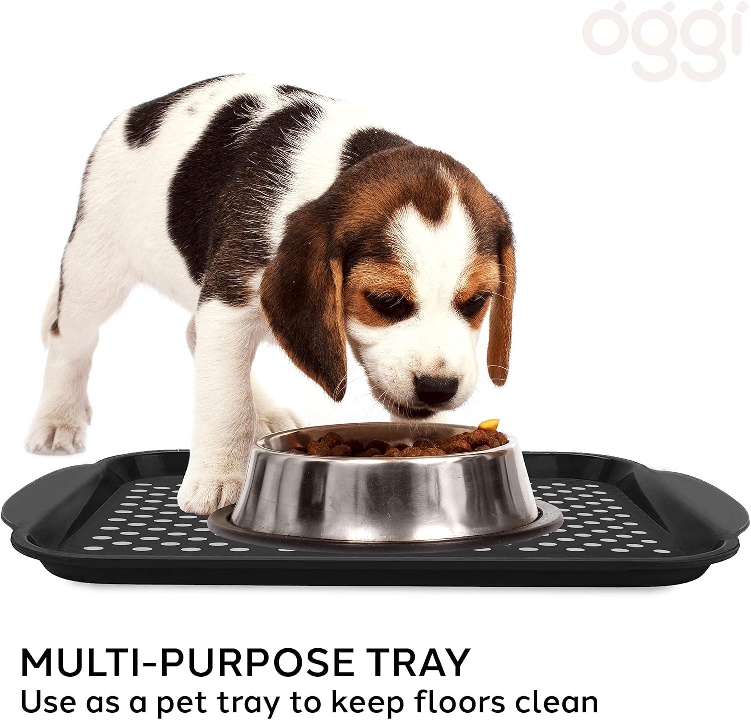 imageOggi OGGI Anti Slip Serving Tray with Handles Black Rectangle Tray  Ideal for Eating Breakfast Food Appetizer Tray Serving 175 x 115 55043Black