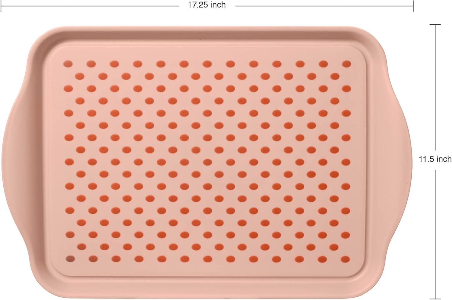 imageOggi OGGI Anti Slip Serving Tray with Handles Black Rectangle Tray  Ideal for Eating Breakfast Food Appetizer Tray Serving 175 x 115 55043BlushBrick Red